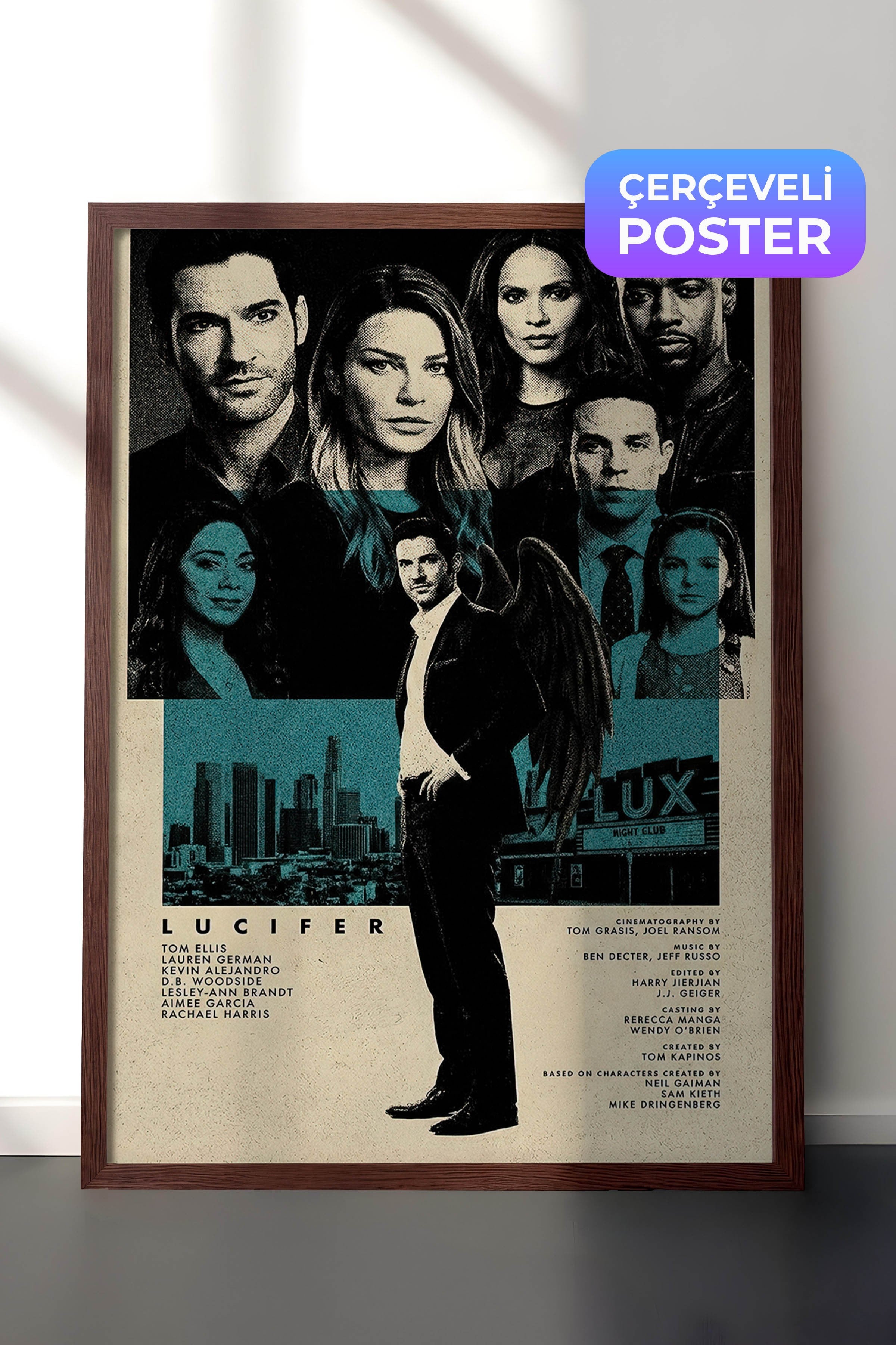 Lucifer Kahverengi Çerçeveli Poster, Sinema ve Dizi Tablo, Film Dizi Afişleri NO:112801