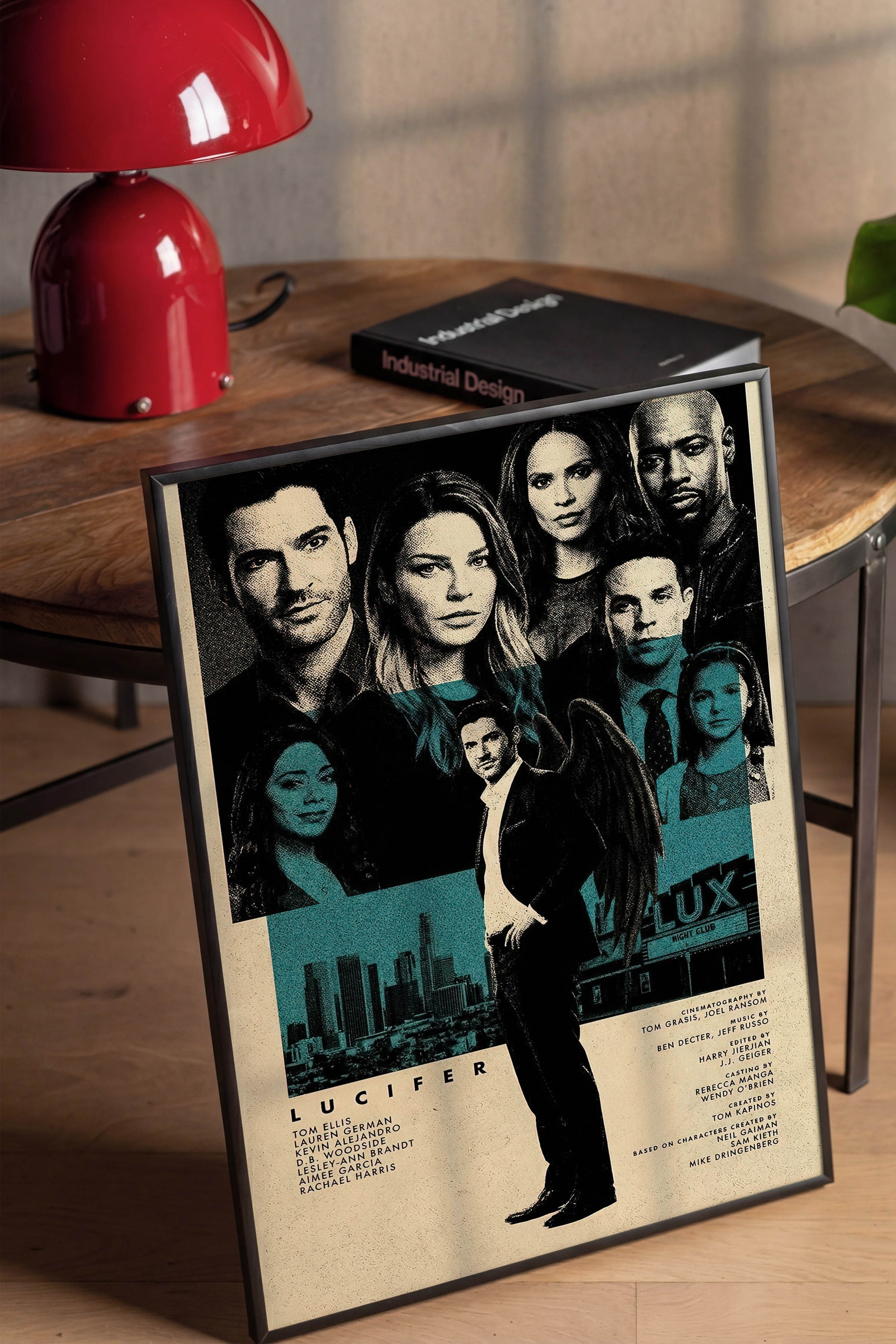 Lucifer Siyah Çerçeveli Poster, Sinema ve Dizi Tablo, Film Dizi Afişleri NO:112801