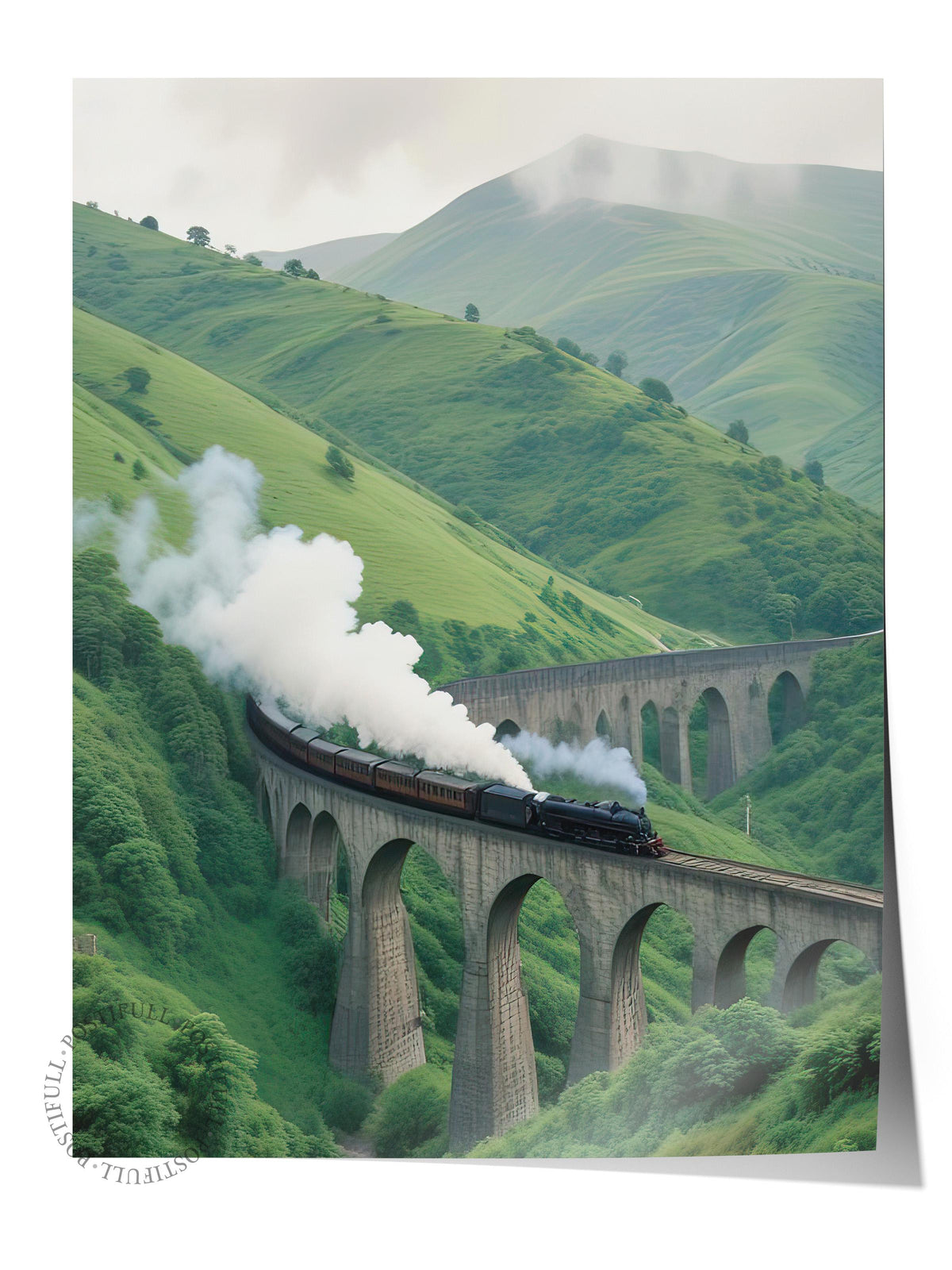 Magical Train Poster, Çerçevesiz Duvar Posteri, Dikey Duvar Tablosu Co