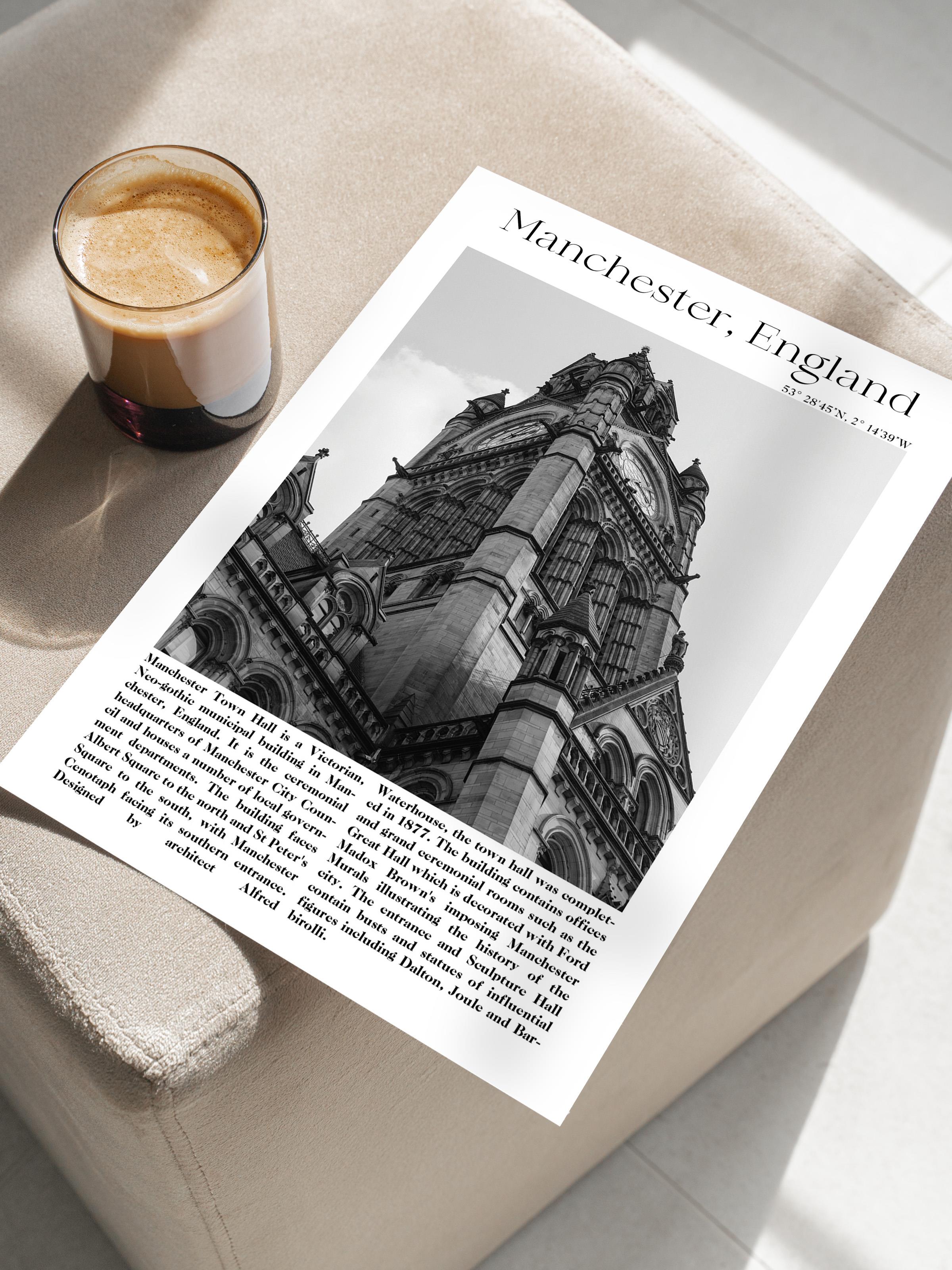 Manchester - İngiltere, Şehir Temalı Poster, Çerçevesiz Duvar Posteri, NO:30024