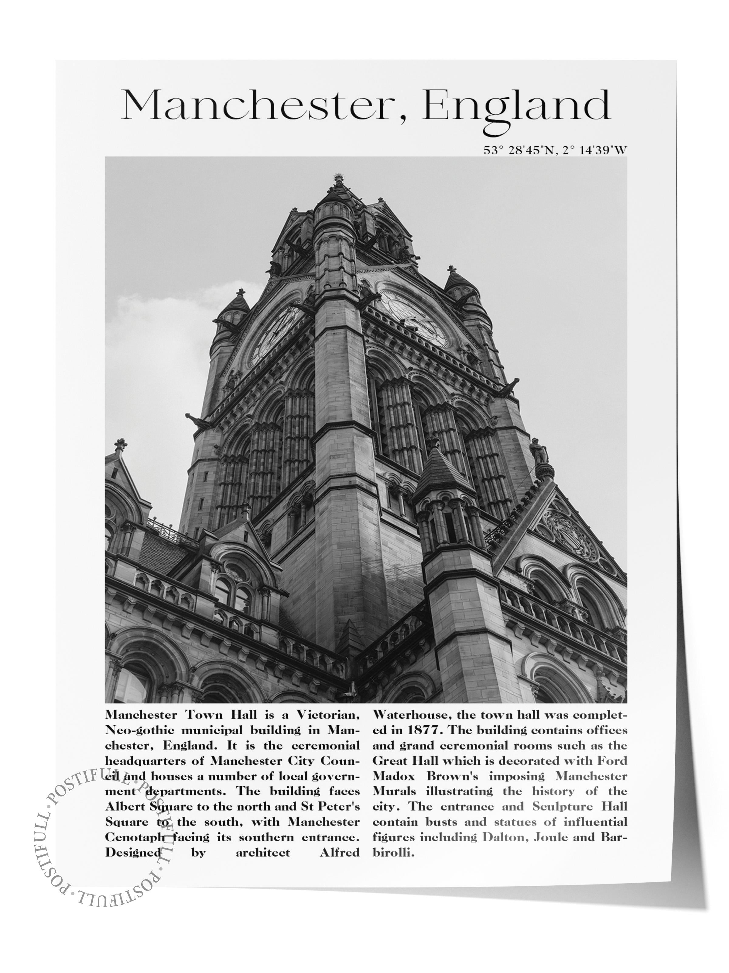 Manchester - İngiltere, Şehir Temalı Poster, Çerçevesiz Duvar Posteri, NO:30024