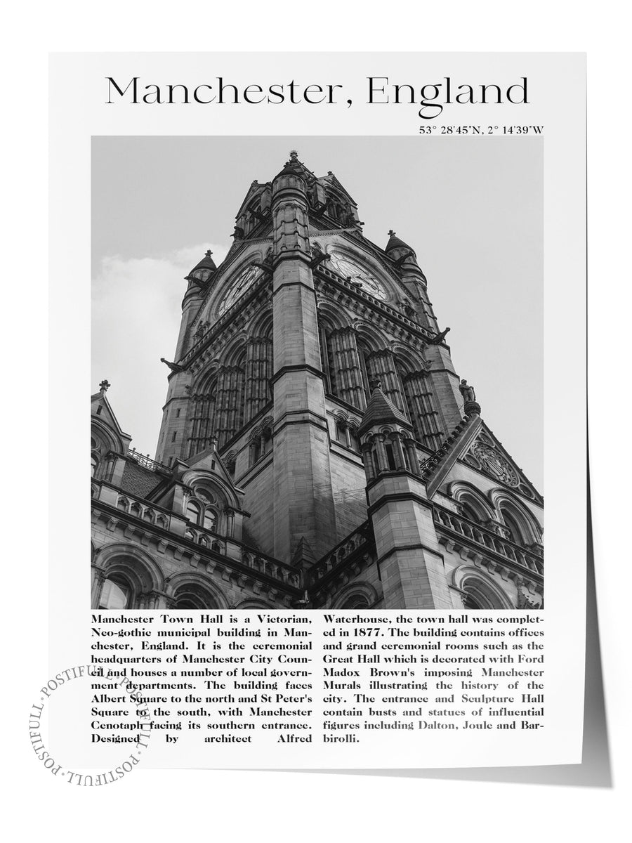 Manchester - İngiltere, Şehir Temalı Poster, Çerçevesiz Duvar Posteri, NO:30024