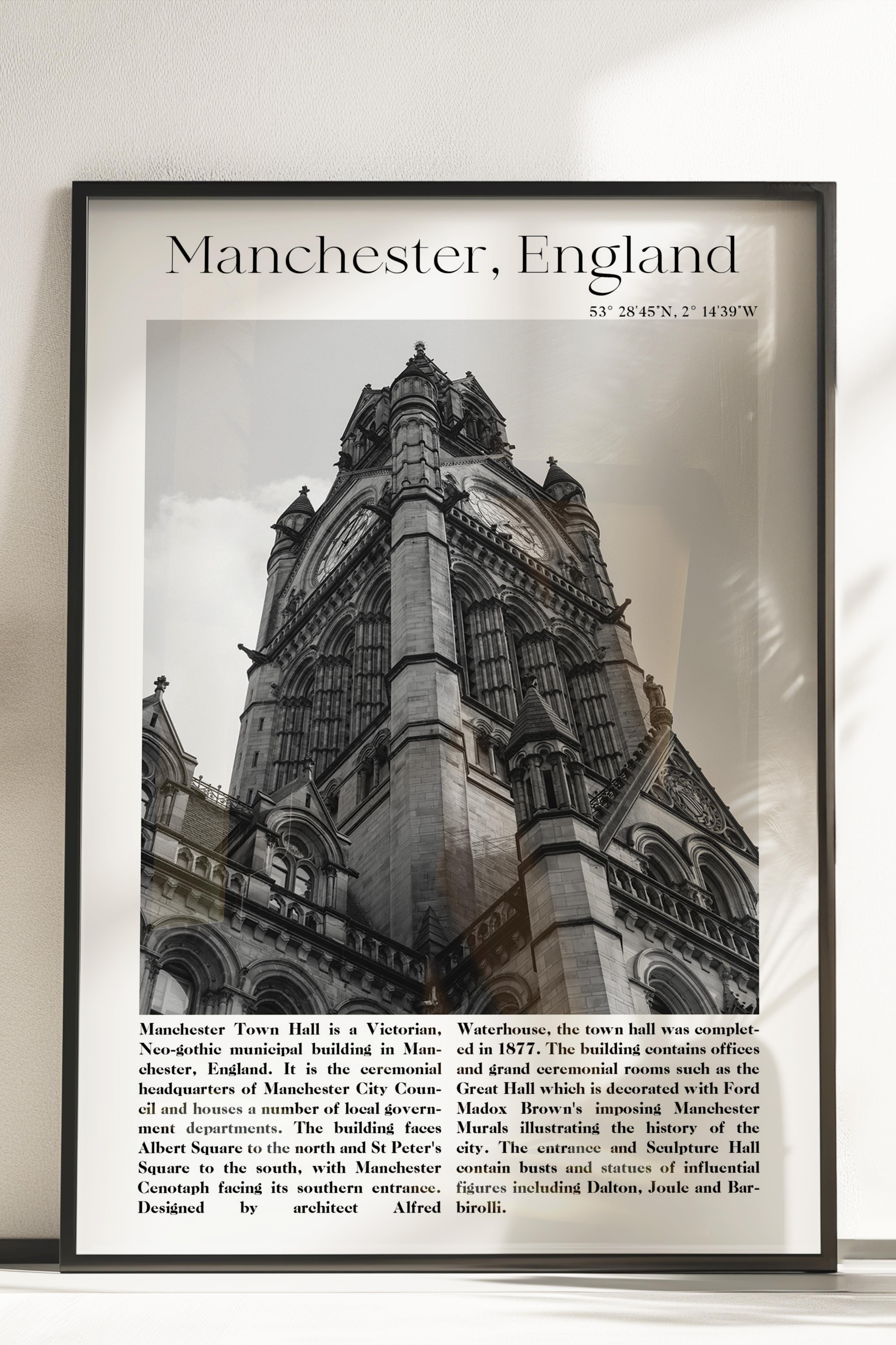 Manchester - İngiltere, Şehir Temalı Poster, Çerçevesiz Duvar Posteri, NO:30024