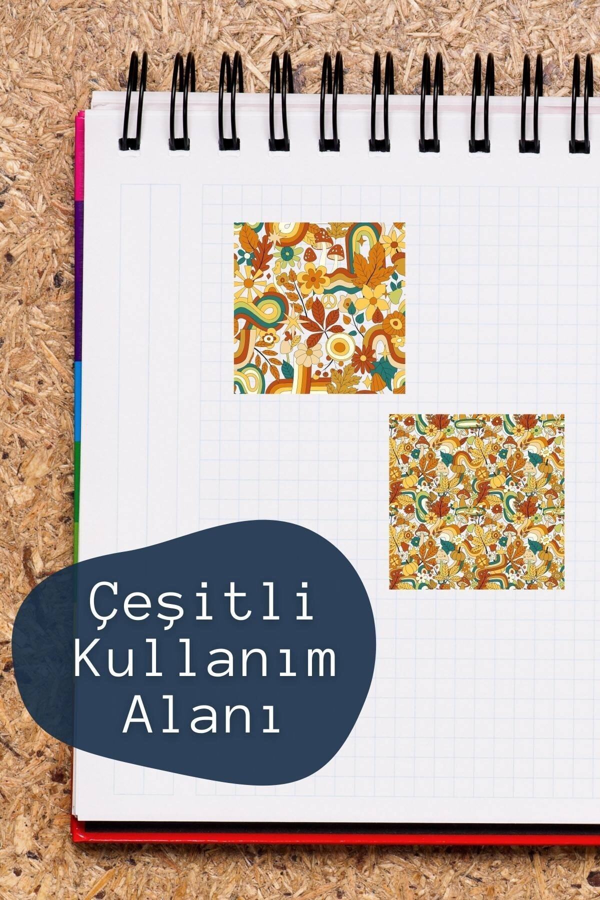 Mantar Temalı Sticker Seti - 6 Adet Etiket Seti- Telefon, Tablet, Defter Laptop Uyumlu Etiket