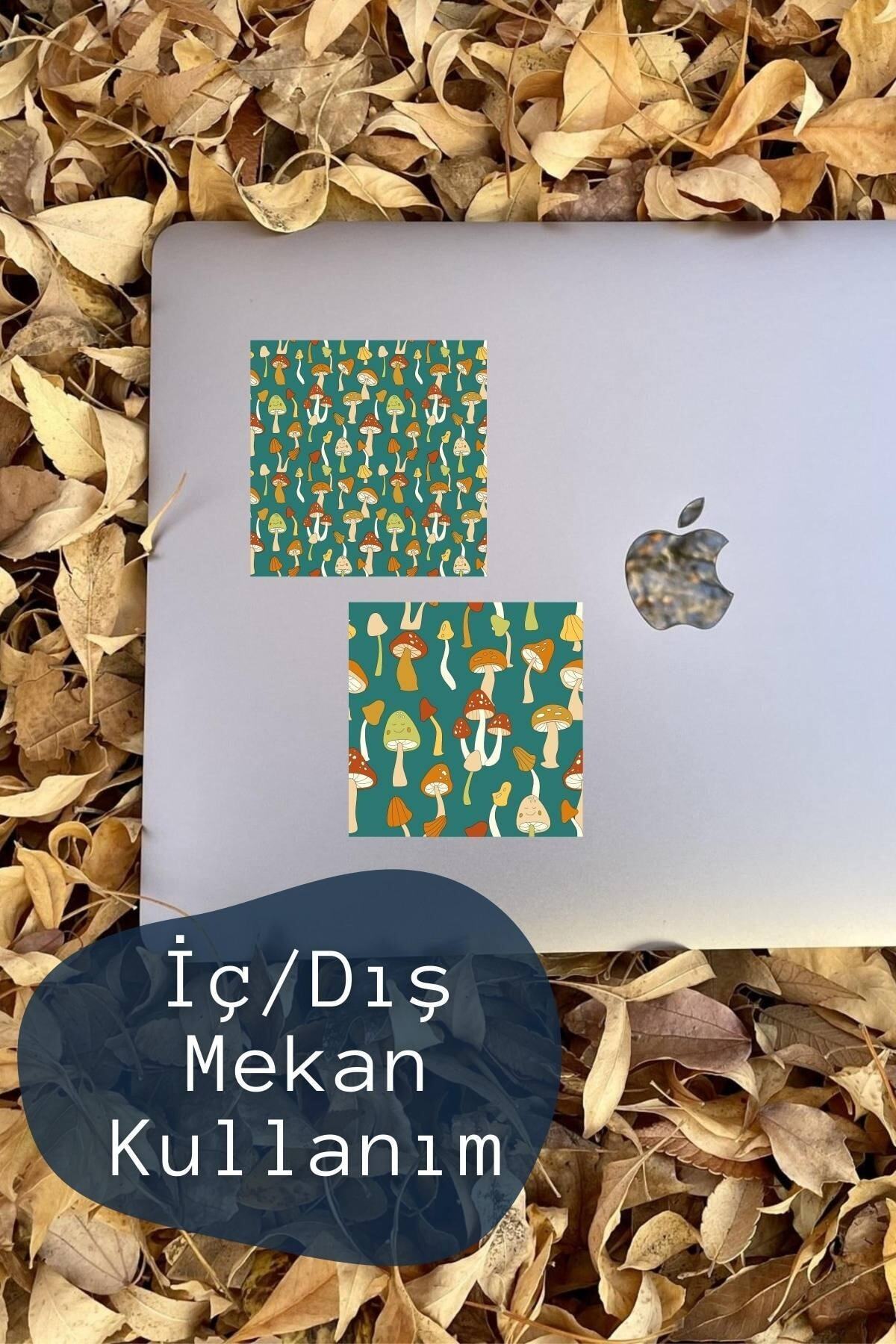 Mantar Temalı Sticker Seti - 6 Adet Etiket Seti- Telefon, Tablet, Defter Laptop Uyumlu Etiket