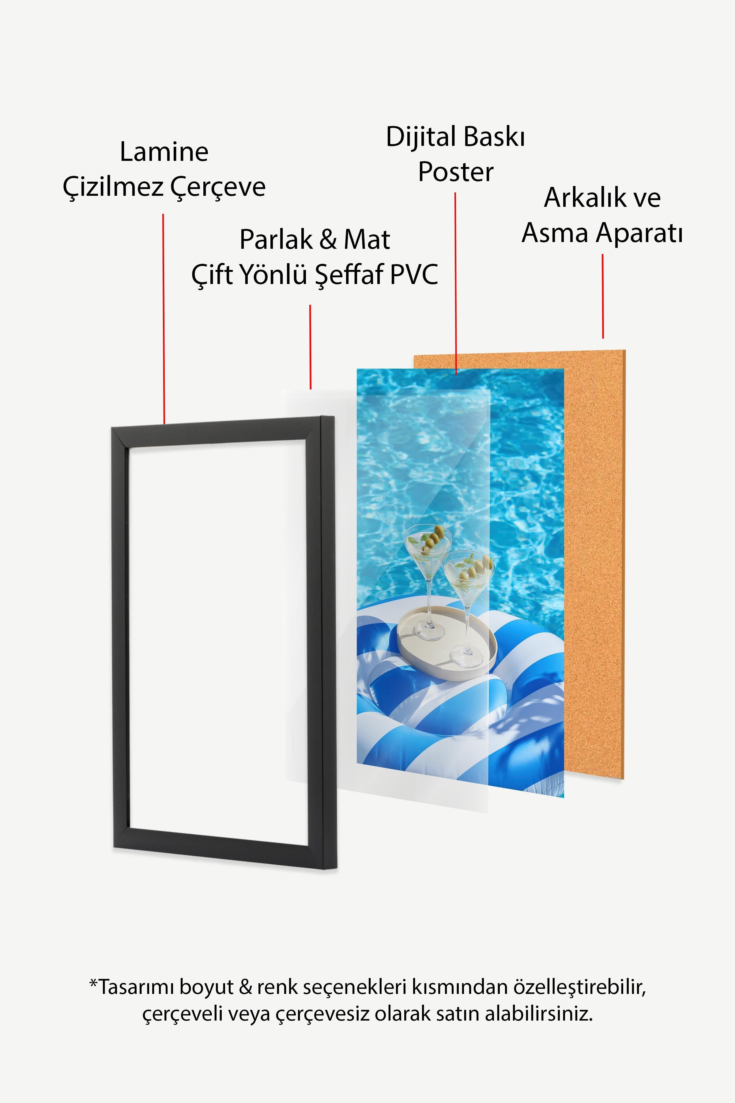 Martini ve Havuz Posteri, Siyah Çerçeveli Poster, Old Money Serisi, NO:113212