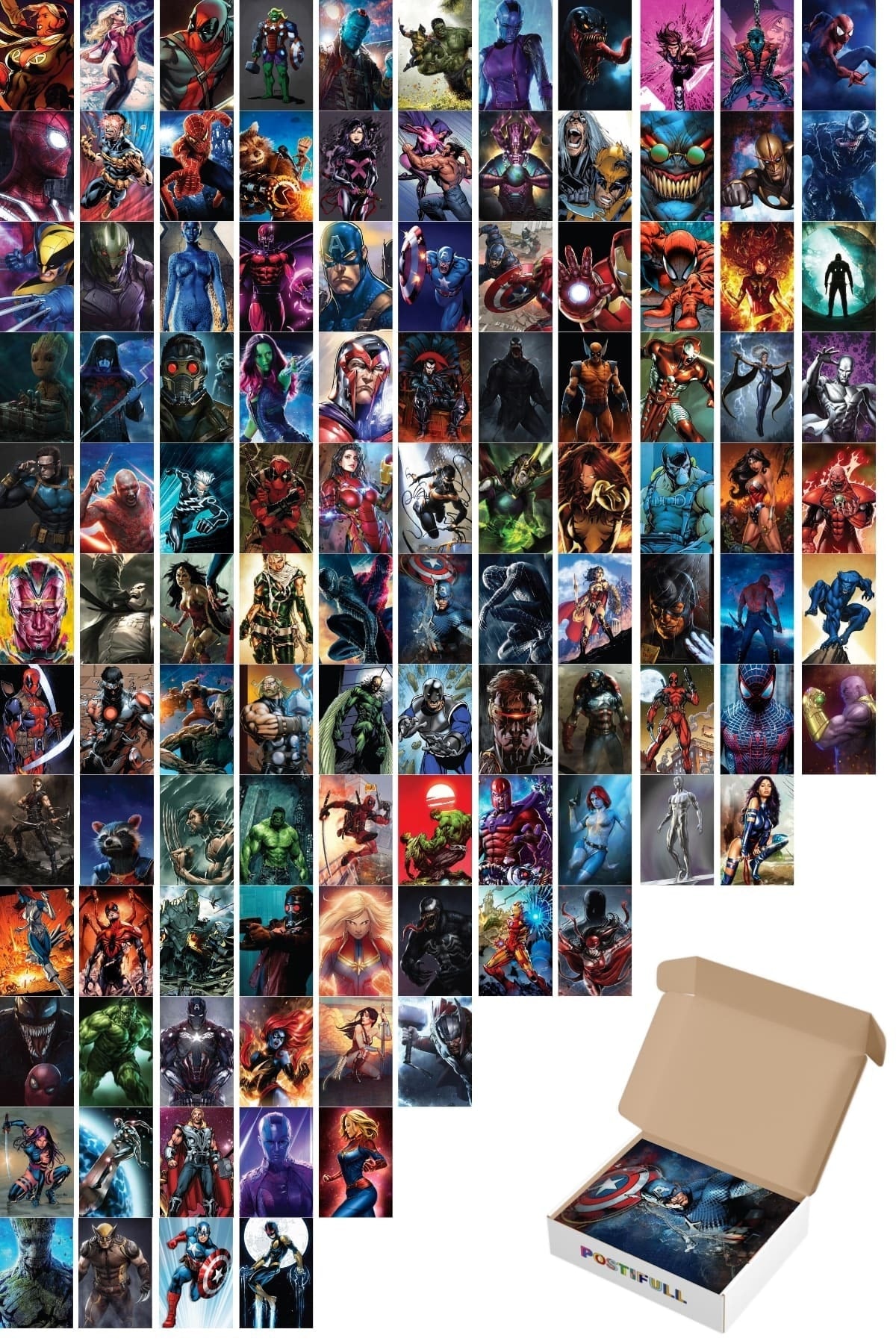 Marvel Kahramanlar Çizim Poster Seti - Kolaj Seti - 110 Adet - Arkası