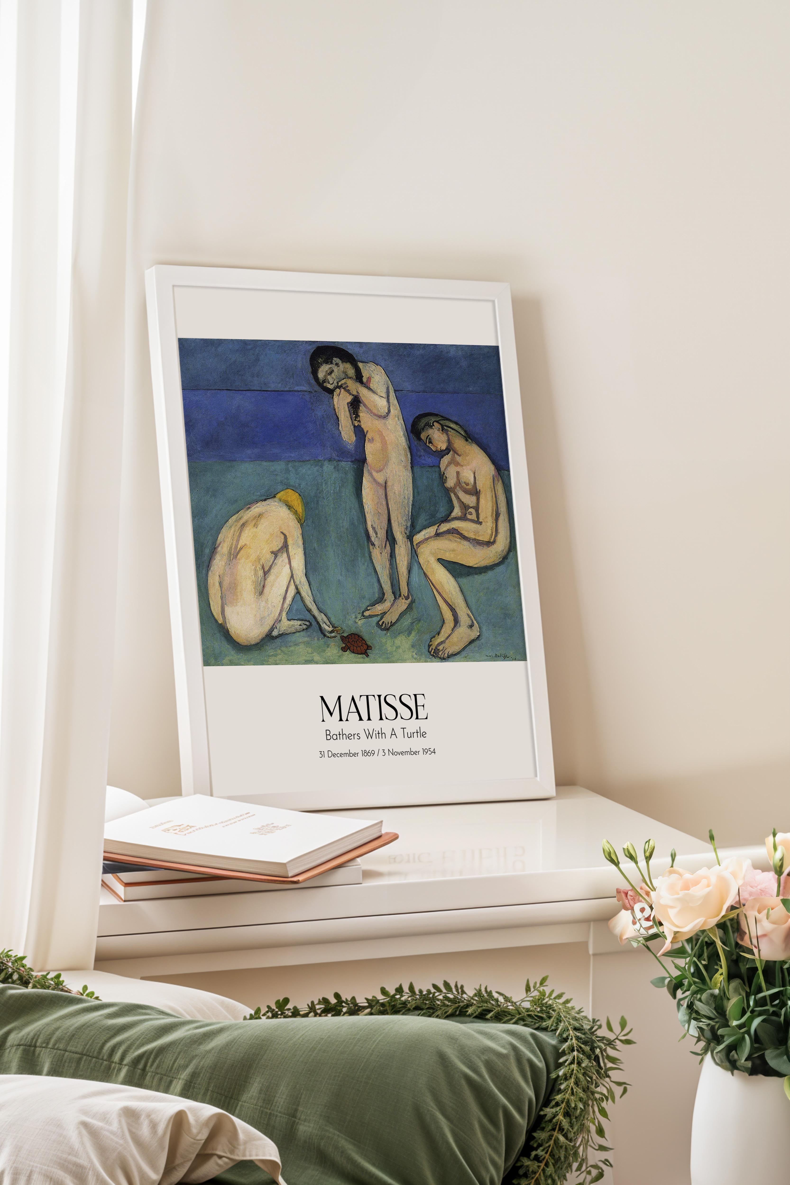 Matisse - Bathers With A Turtle, Beyaz Çerçeveli Tablo, Sanat Serisi NO:112298