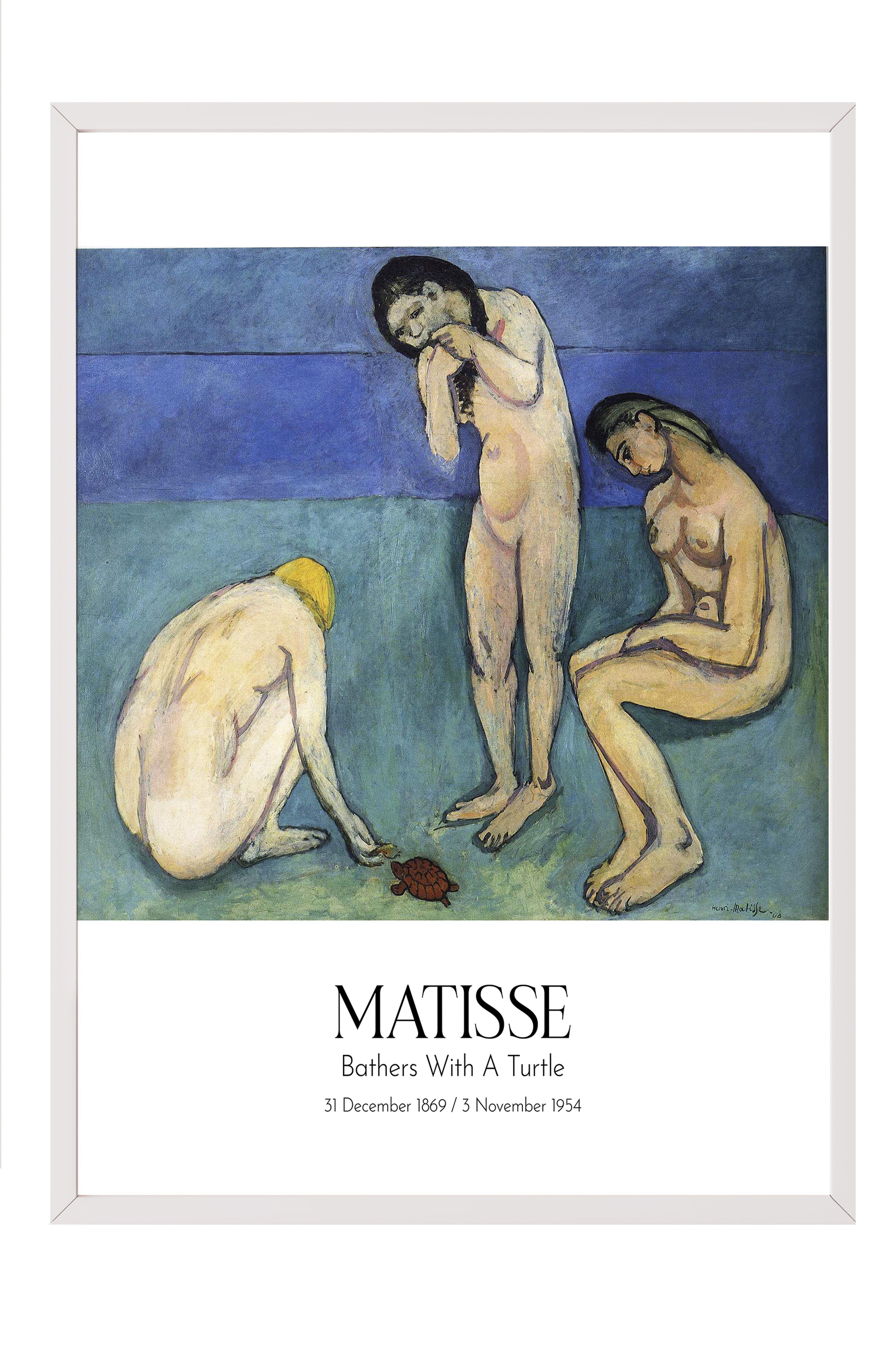 Matisse - Bathers With A Turtle, Beyaz Çerçeveli Tablo, Sanat Serisi NO:112298