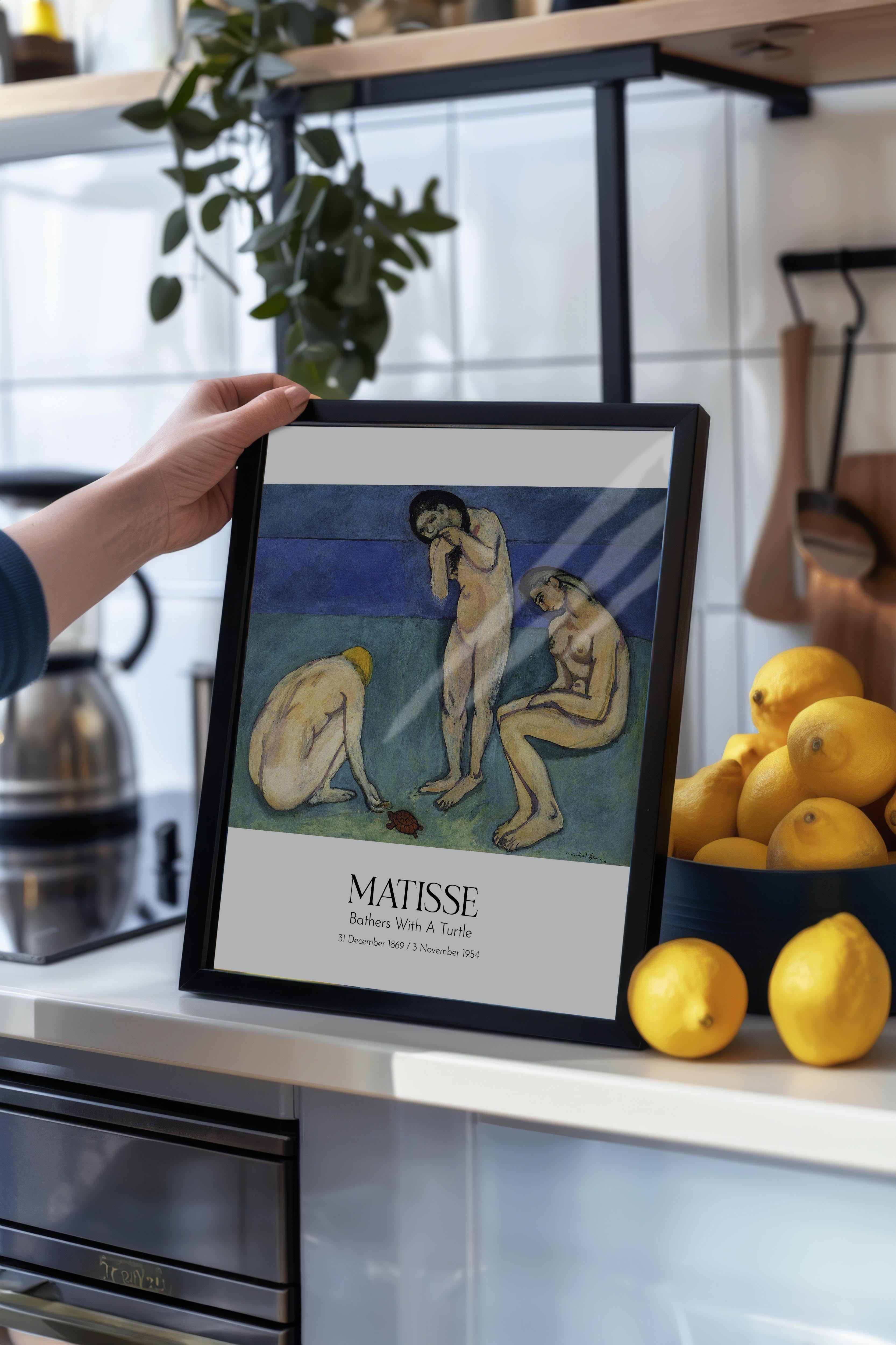 Matisse - Bathers With A Turtle, Siyah Çerçeveli Tablo, Sanat Serisi NO:112298