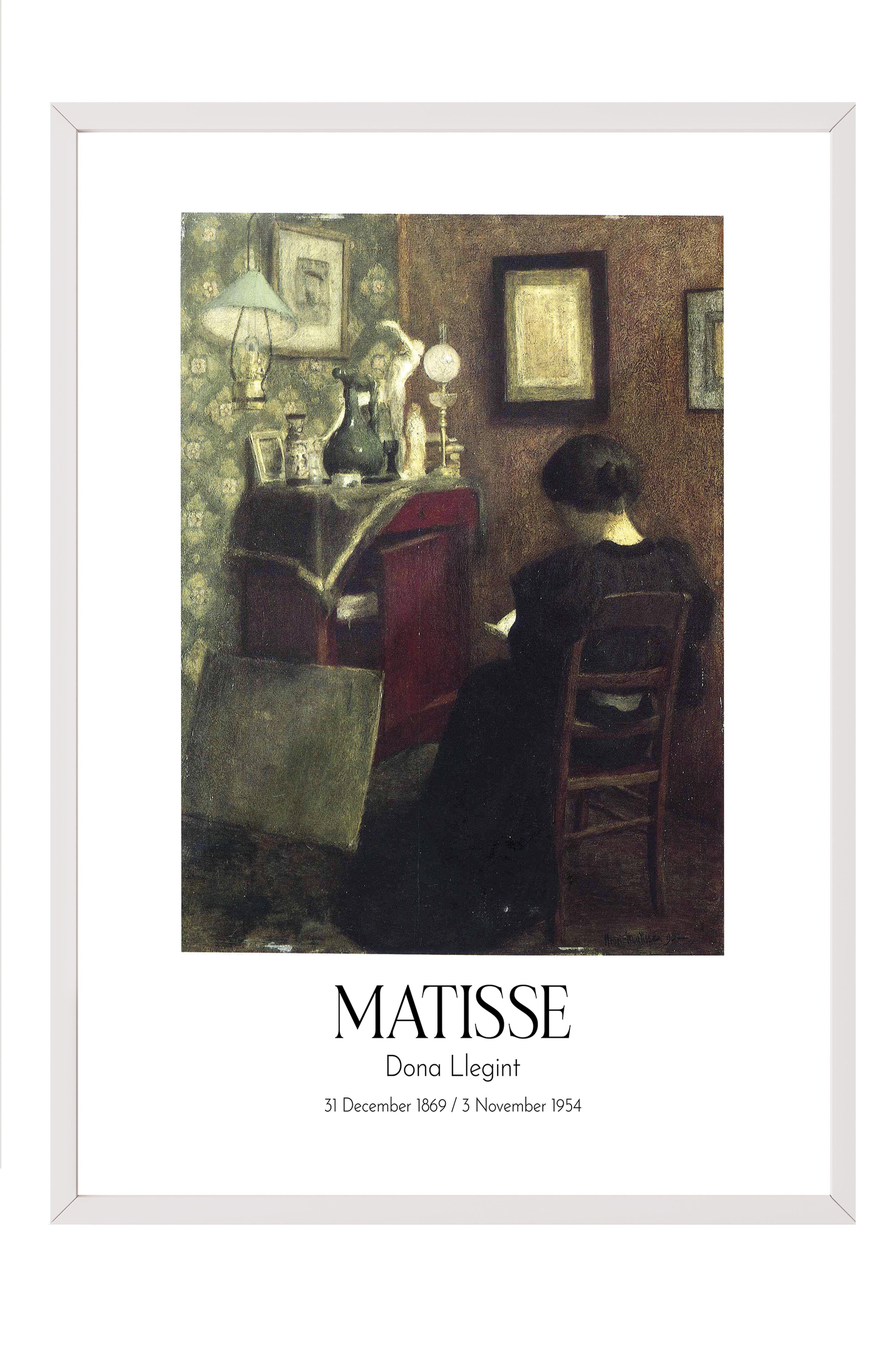 Matisse - Dona Llegint, Beyaz Çerçeveli Tablo, Sanat Serisi NO:112299