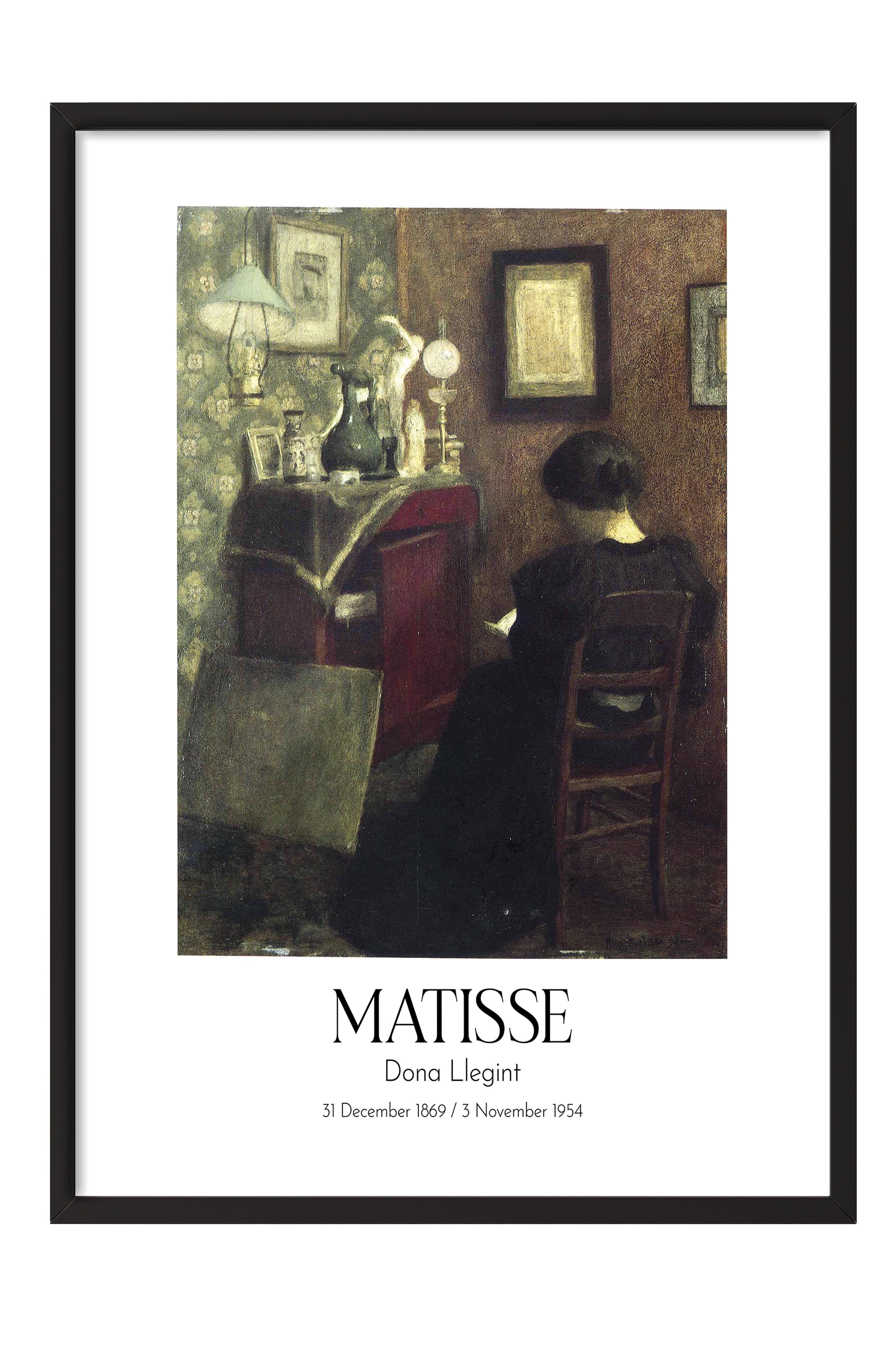Matisse - Dona Llegint, Siyah Çerçeveli Tablo, Sanat Serisi NO:112299