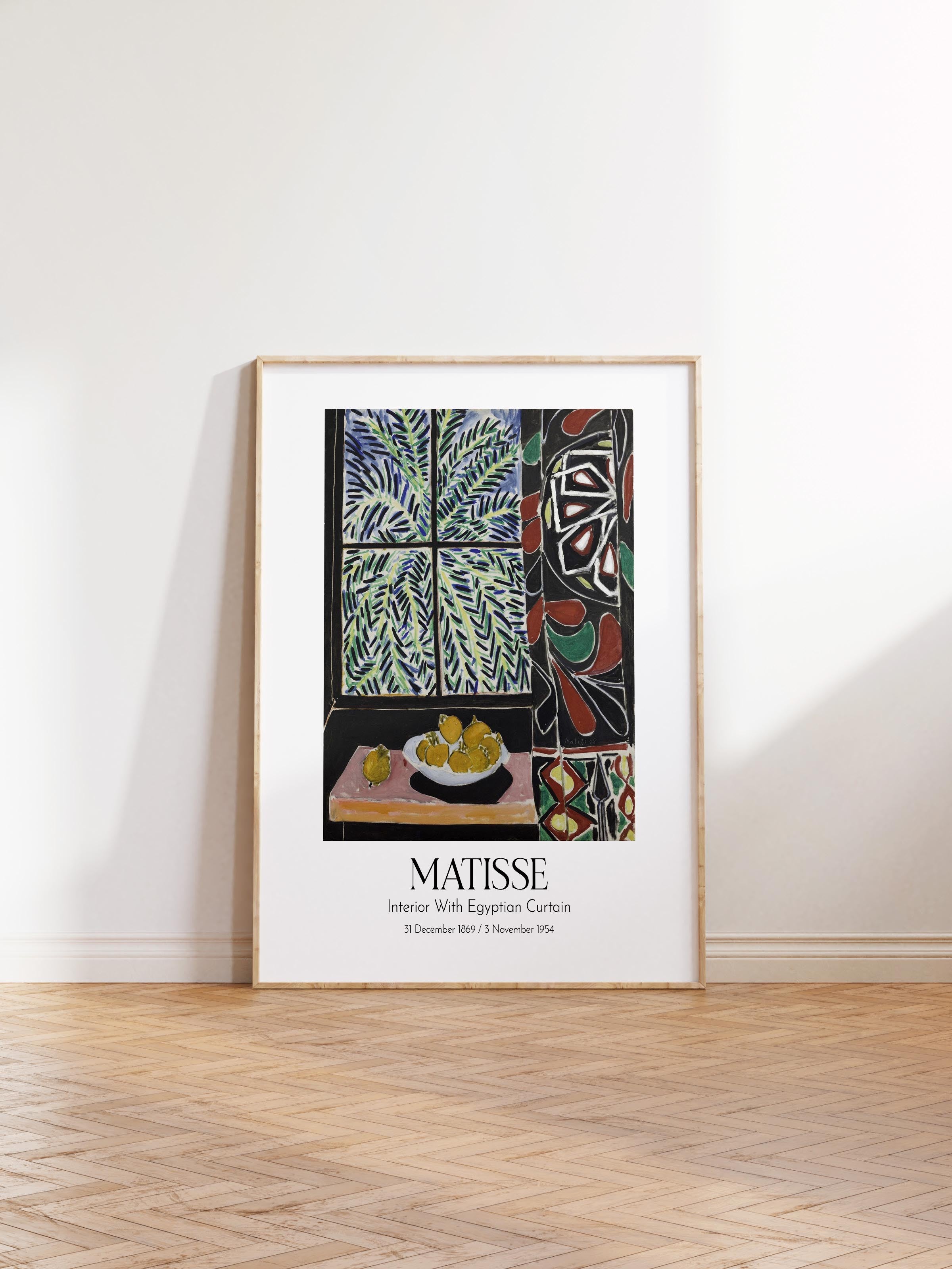 Matisse - Interior With Egyptian Curtain, Ahşap Çerçeveli Tablo, Sanat Serisi NO:112301