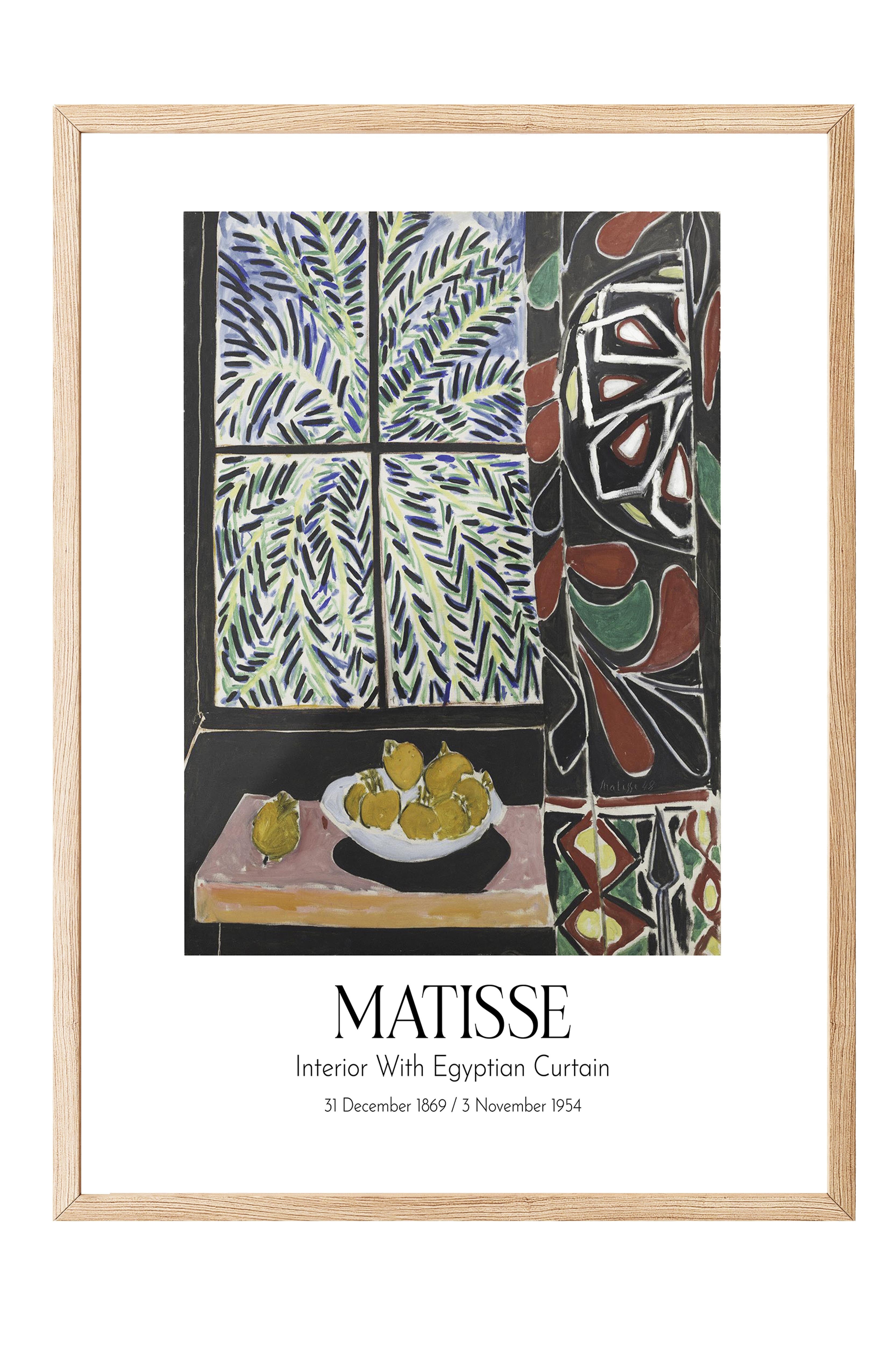 Matisse - Interior With Egyptian Curtain, Ahşap Çerçeveli Tablo, Sanat Serisi NO:112301