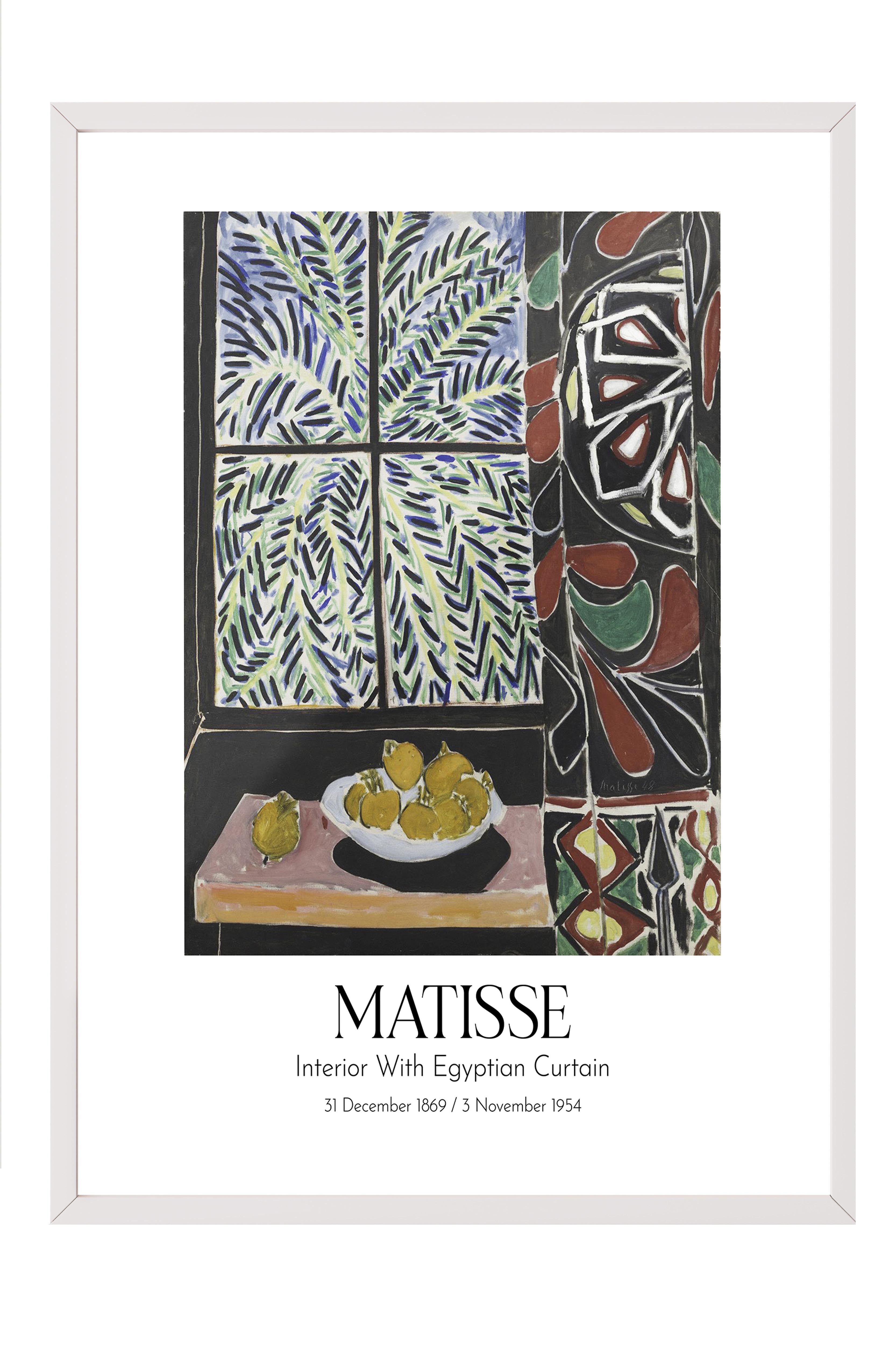 Matisse - Interior With Egyptian Curtain, Beyaz Çerçeveli Tablo, Sanat Serisi NO:112301