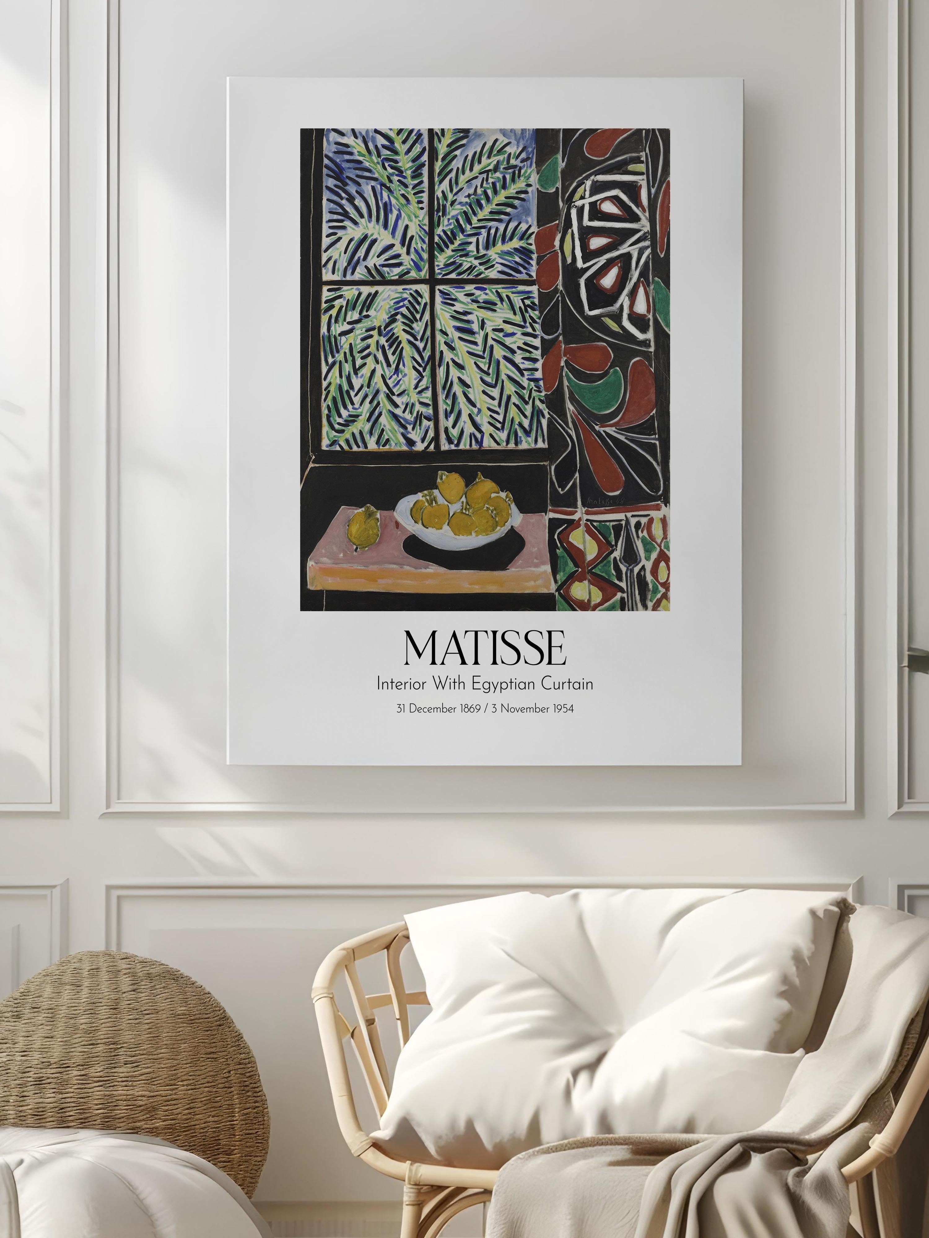 Matisse - Interior With Egyptian Curtain, Kanvas Tablo, Sanat Serisi NO:112301