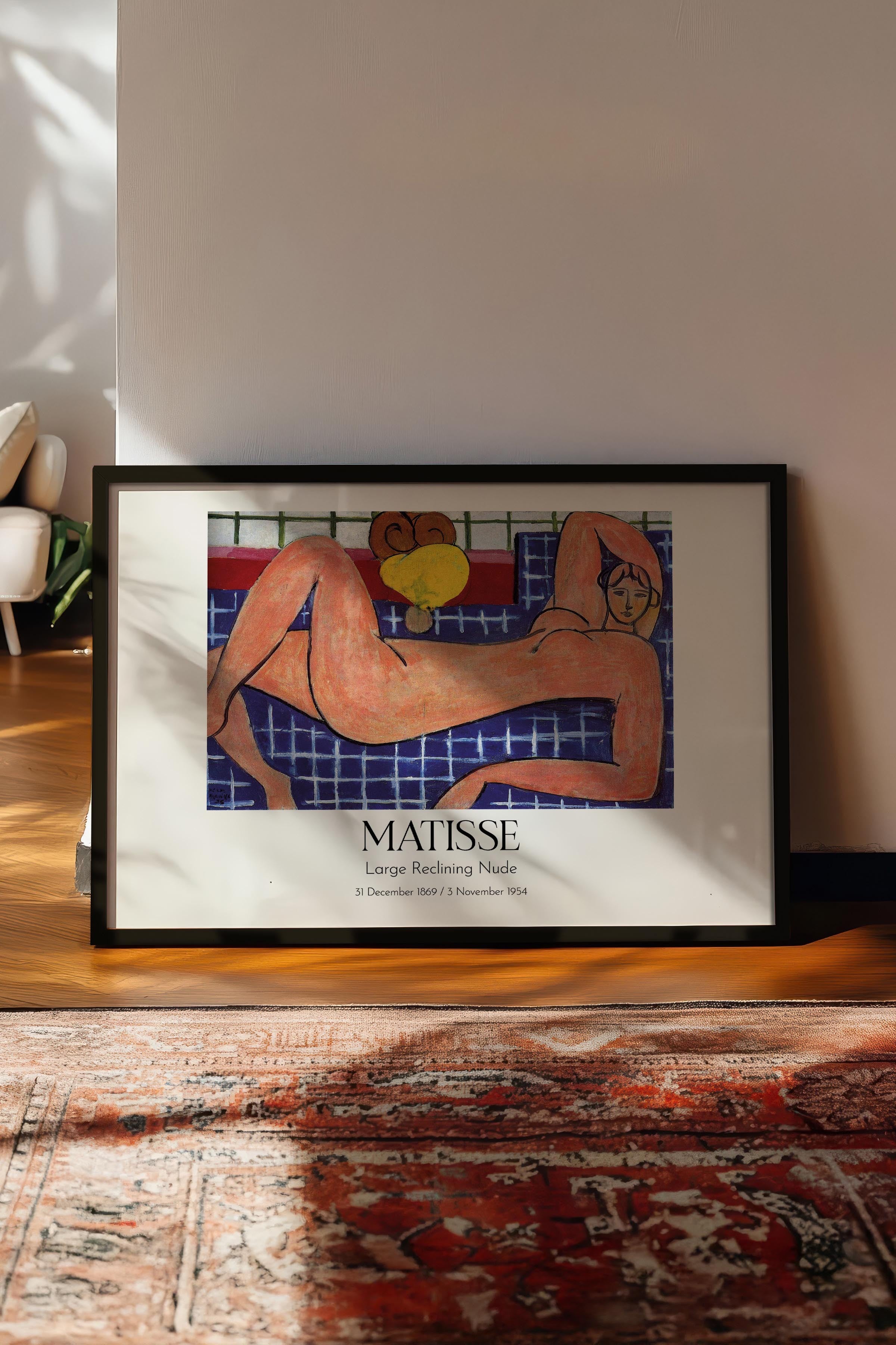 Matisse - Large Reclining Nude, Siyah Çerçeveli Tablo, Sanat Serisi NO:112312