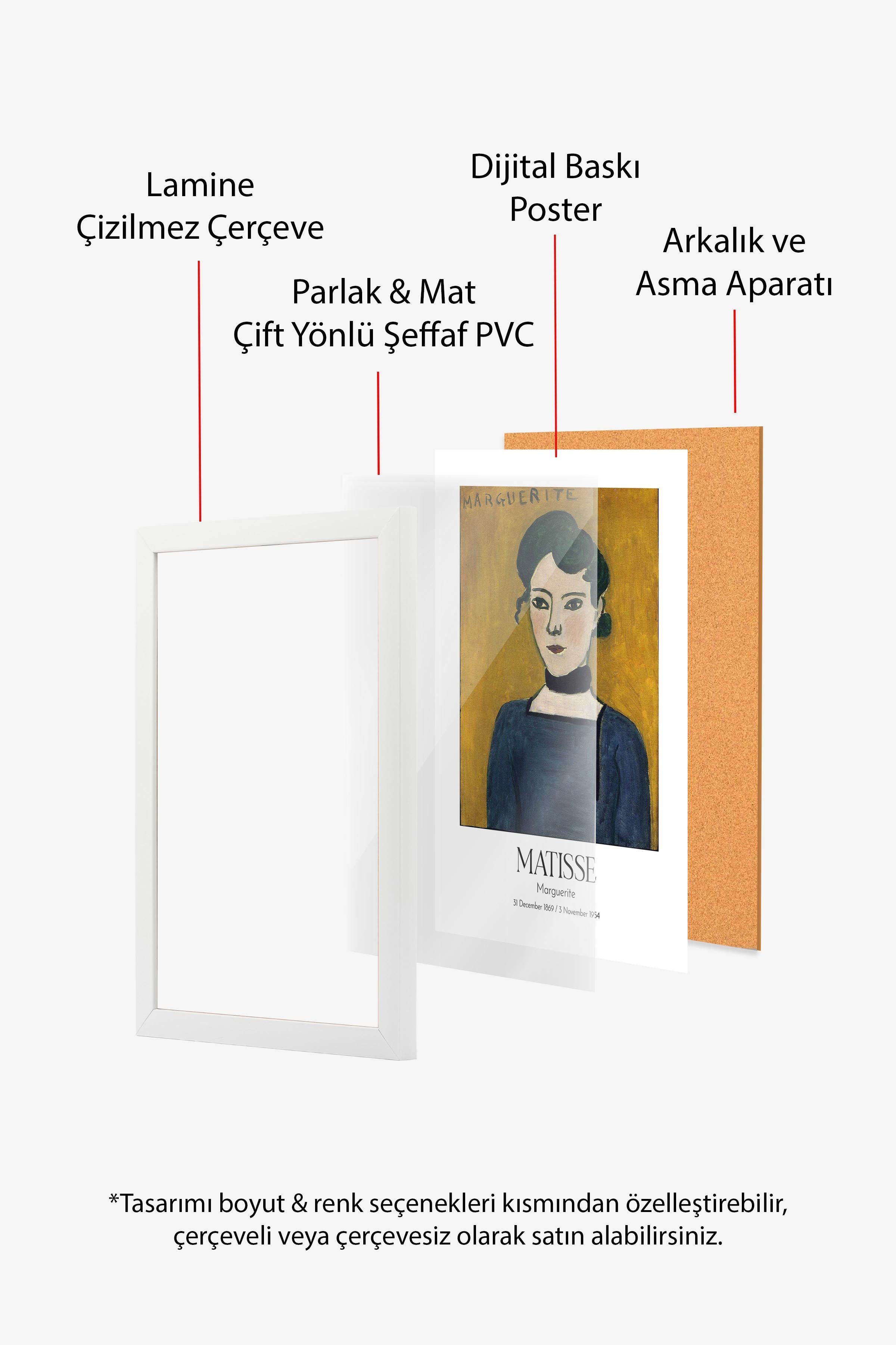 Matisse - Marguerite, Beyaz Çerçeveli Tablo, Sanat Serisi NO:112304