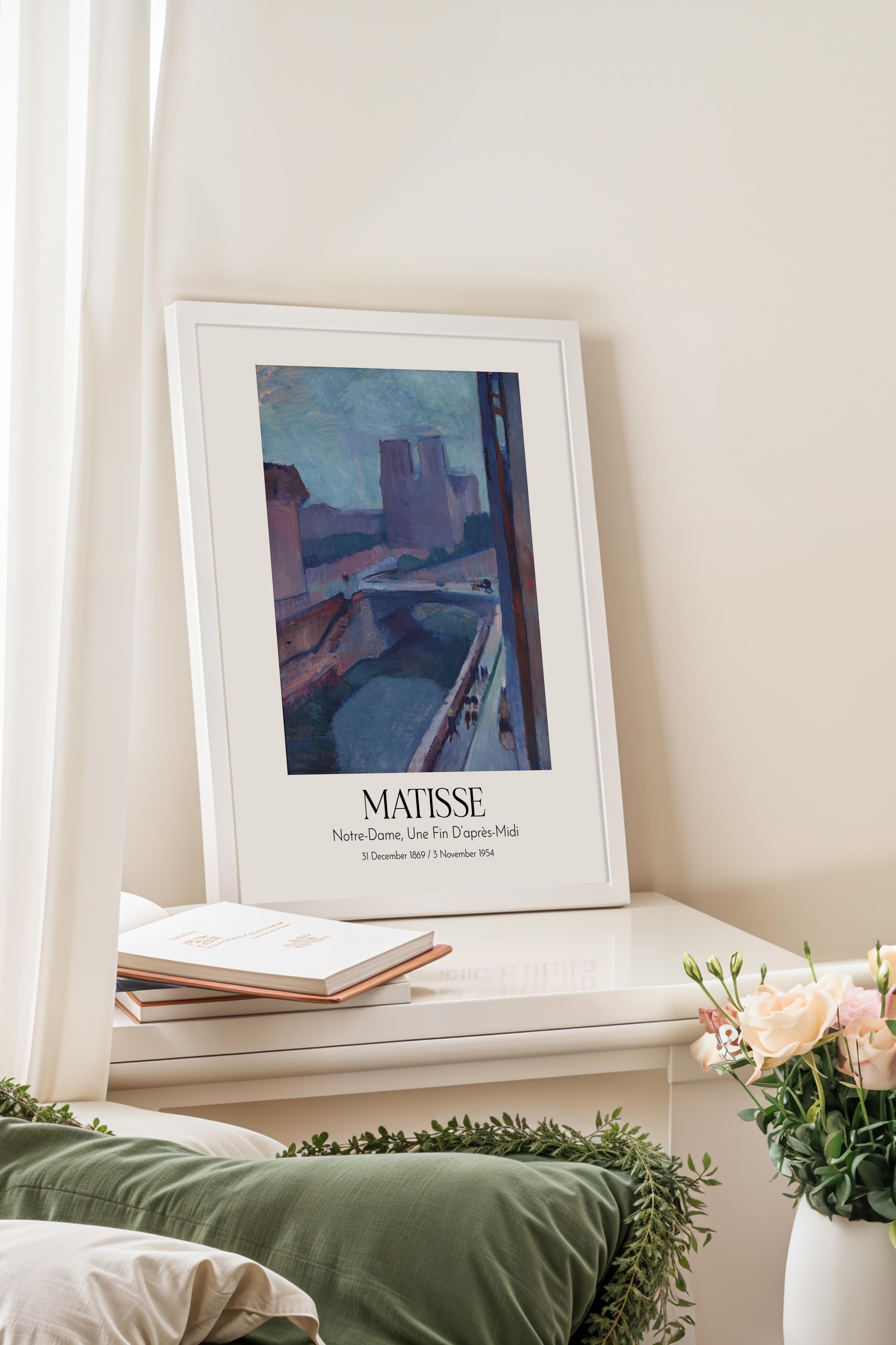 Matisse - Notre-Dame, Une Fin D'Après-Midi, Beyaz Çerçeveli Tablo, Sanat Serisi NO:112305