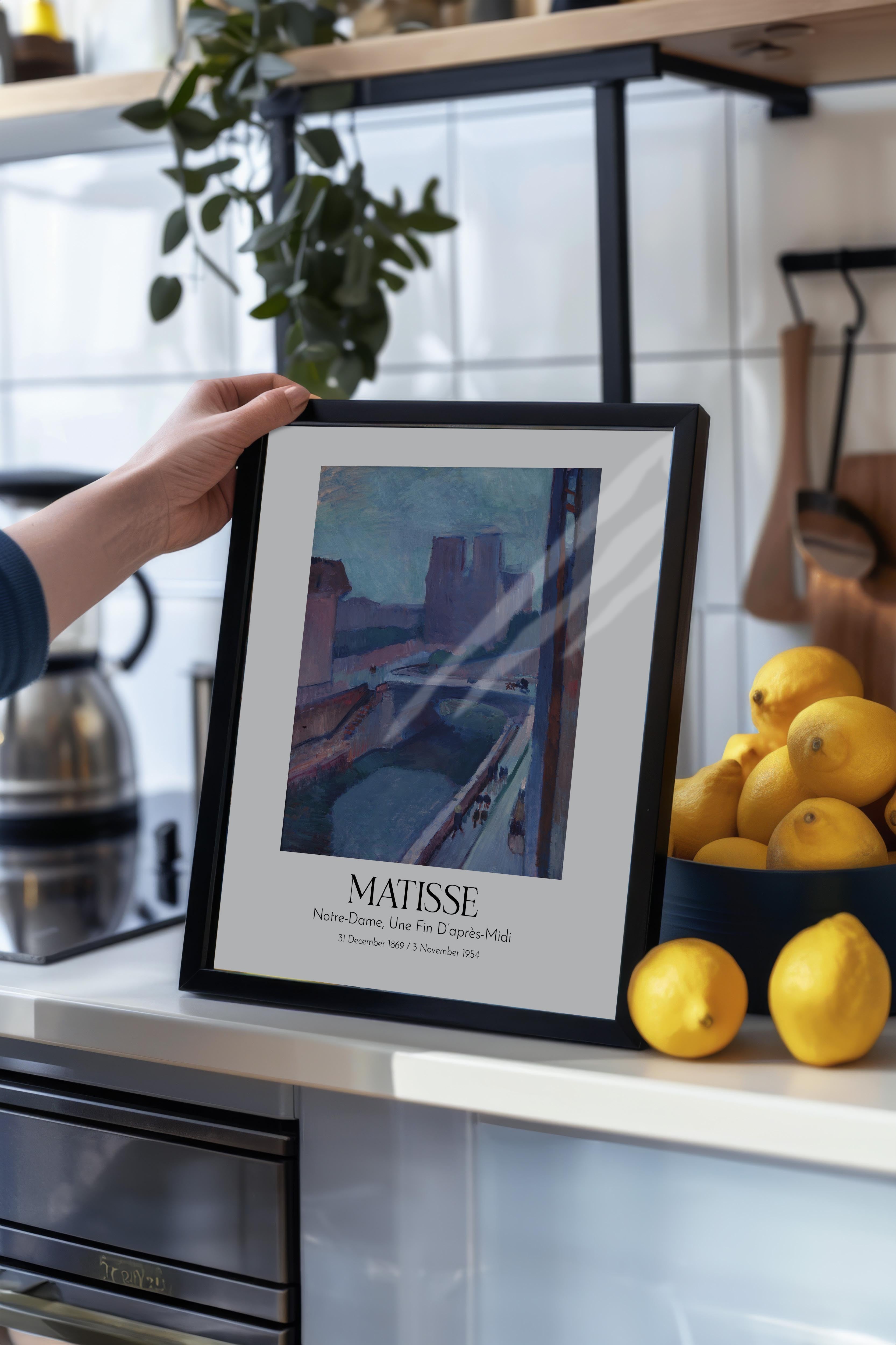 Matisse - Notre-Dame, Une Fin D'Après-Midi, Siyah Çerçeveli Tablo, Sanat Serisi NO:112305