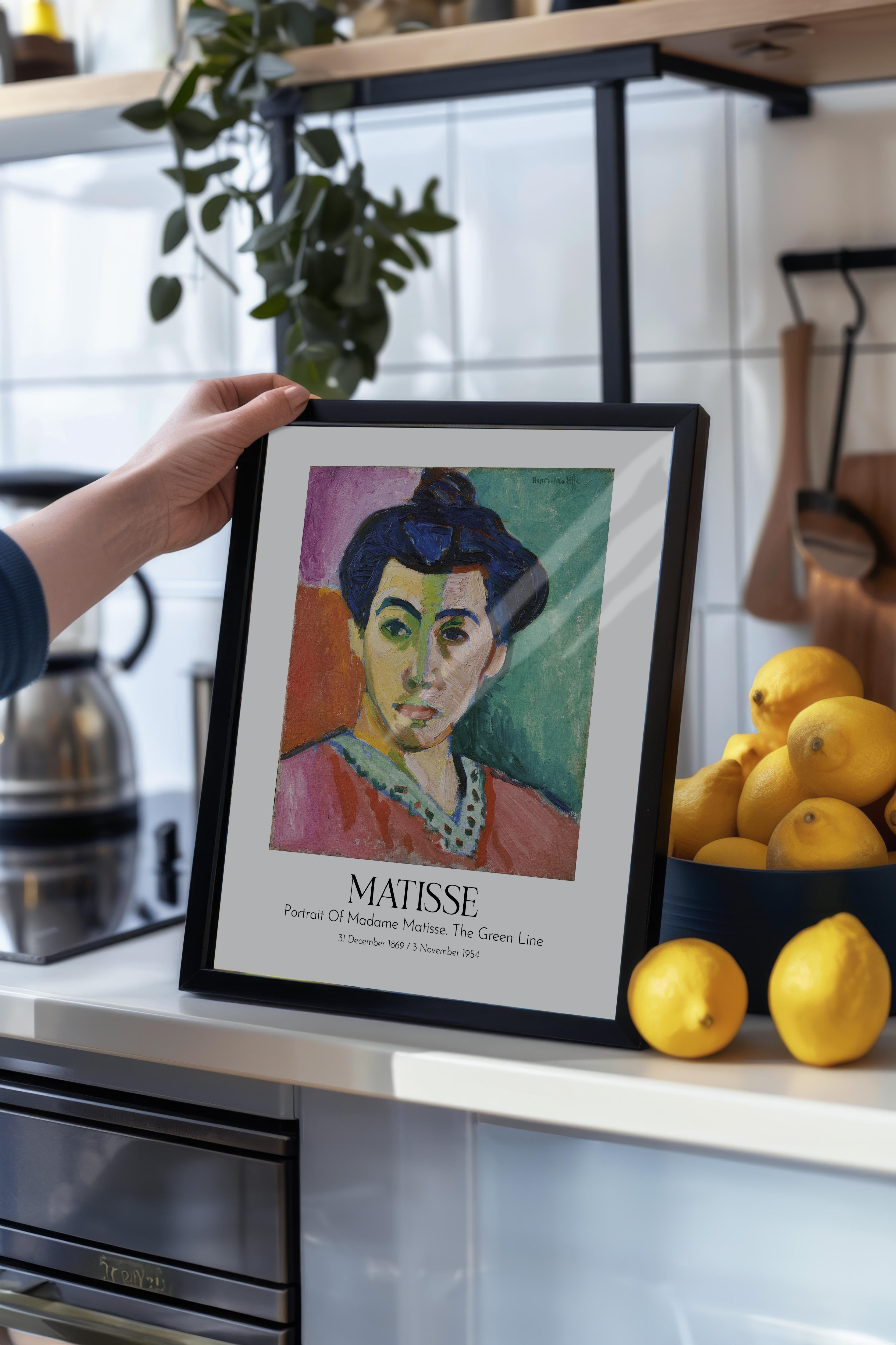 Matisse - Portrait Of Madame Matisse. The Green Line, Siyah Çerçeveli Tablo, Sanat Serisi NO:112306