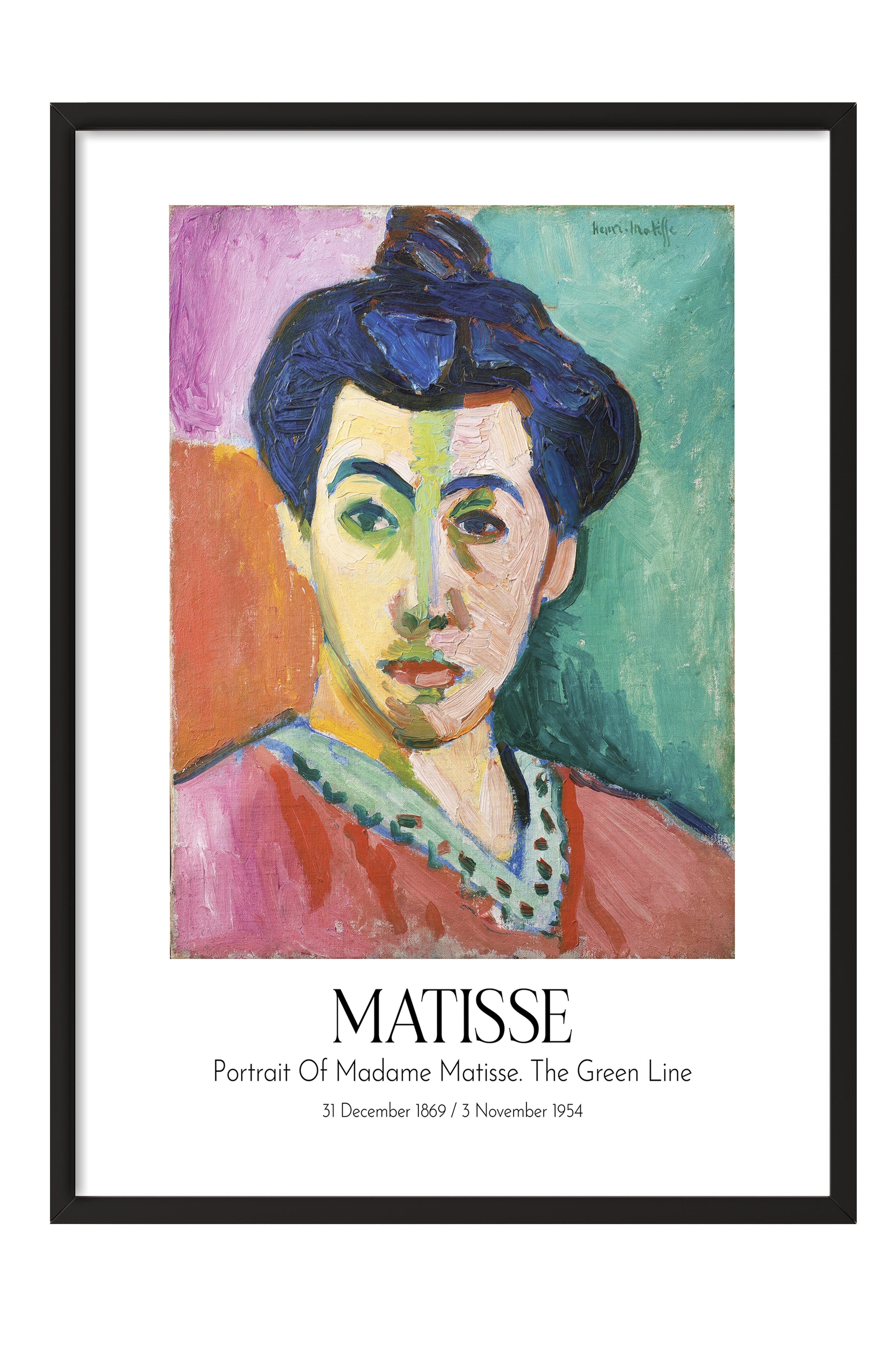 Matisse - Portrait Of Madame Matisse. The Green Line, Siyah Çerçeveli Tablo, Sanat Serisi NO:112306