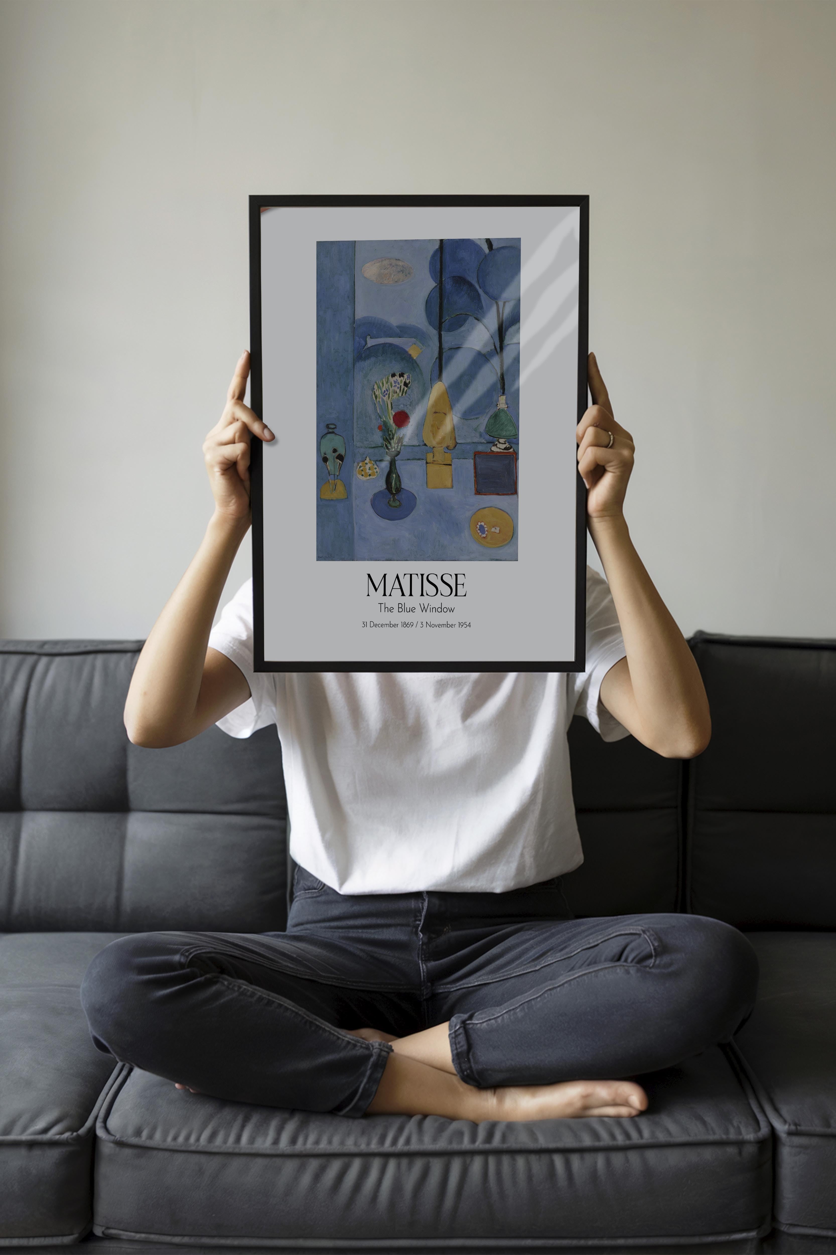 Matisse - The Blue Window, Siyah Çerçeveli Tablo, Sanat Serisi NO:112308