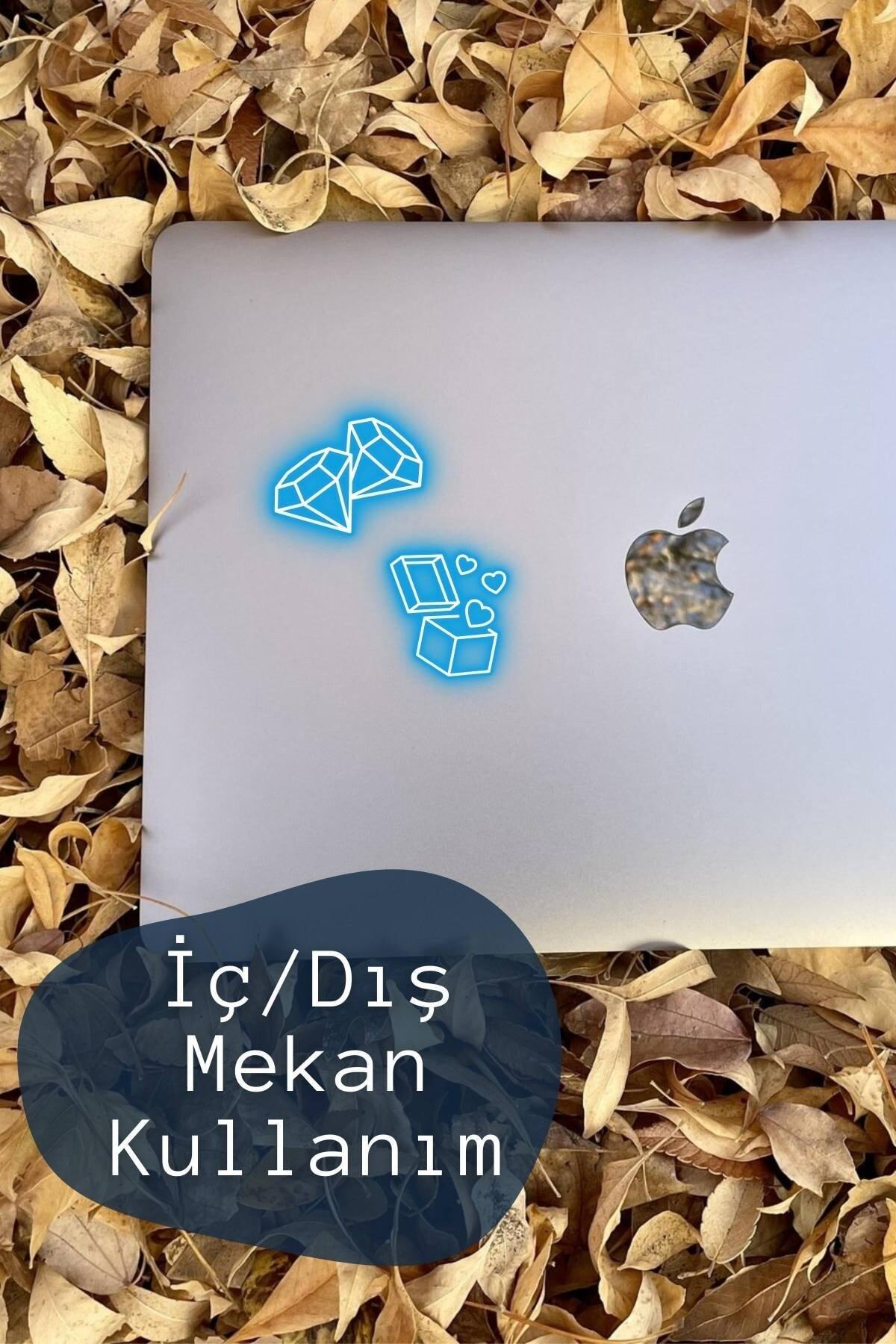 Mavi Neon Temalı Sticker Seti - 17 Adet Etiket Seti- Telefon, Tablet, Defter Laptop Uyumlu Etiket