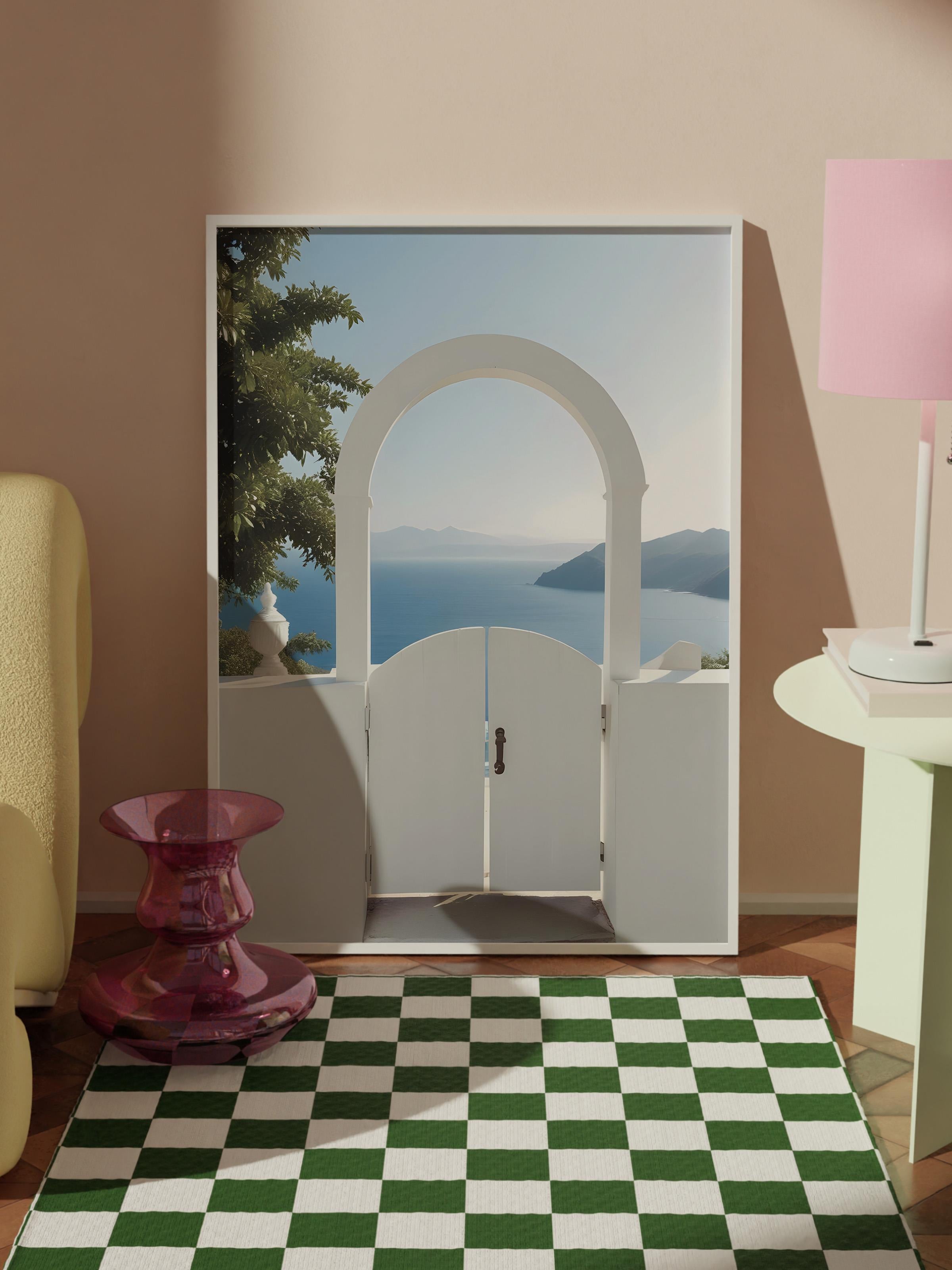 Mediterranean Portal Beyaz Çerçeveli Tablo, Duvar Tablosu Comfort Serisi NO:108480