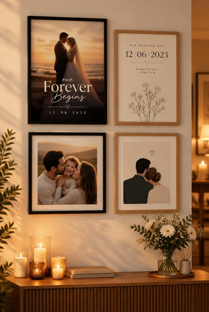 Kişiye özel posterlerden galeri duvarı