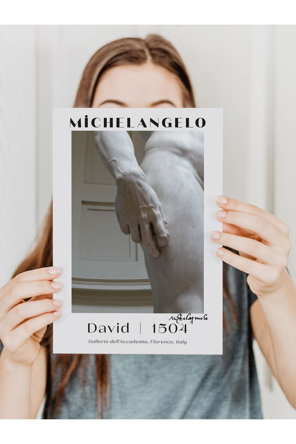 Michelangelo Poster Tablo - David, Davut Heykeli Duvar Posteri - Çerçevesiz Sanat Serisi Posterleri