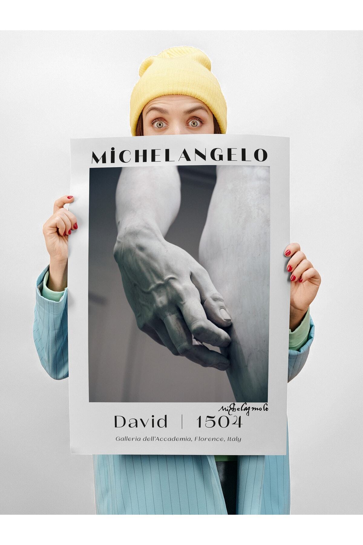 Michelangelo Poster Tablo - David, Davut Heykeli Duvar Posteri - Çerçevesiz Sanat Serisi Posterleri