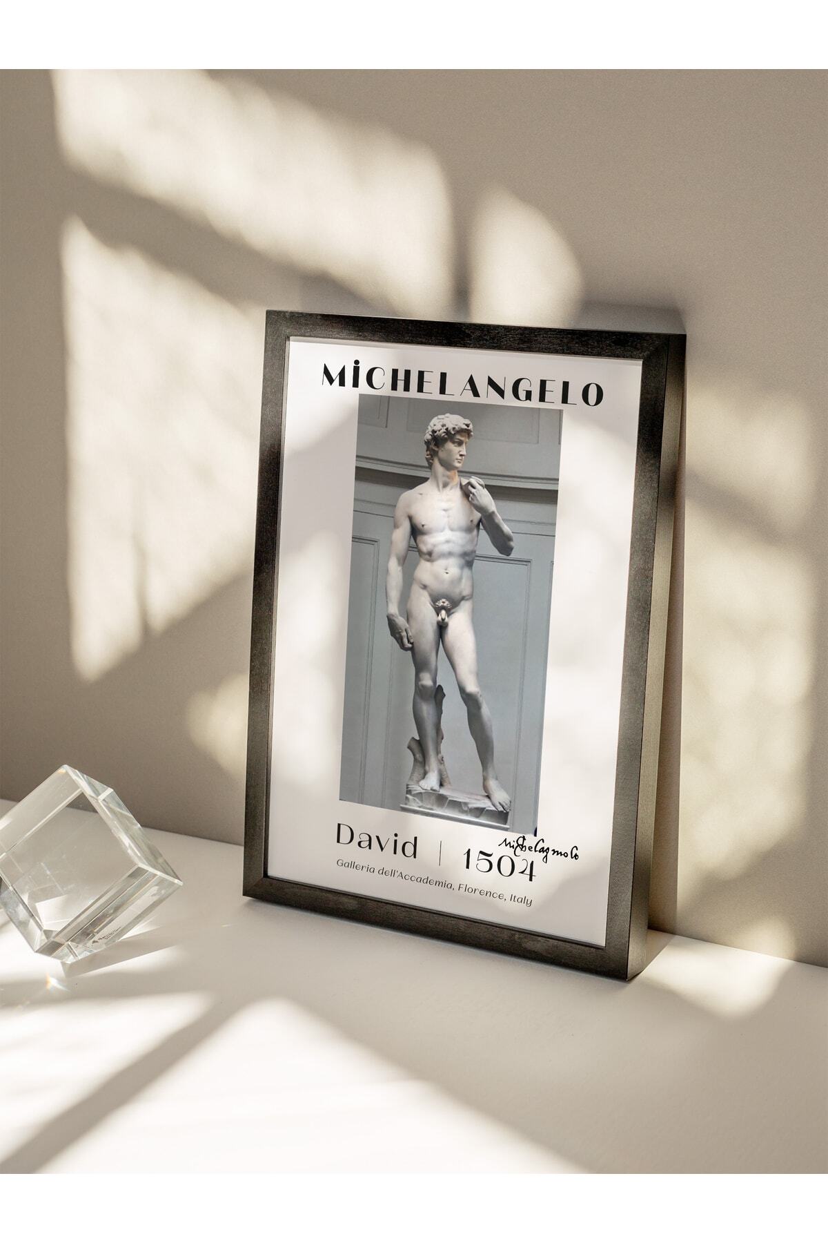 Michelangelo Poster Tablo - David, Davut Heykeli Duvar Posteri - Çerçevesiz Sanat Serisi Posterleri