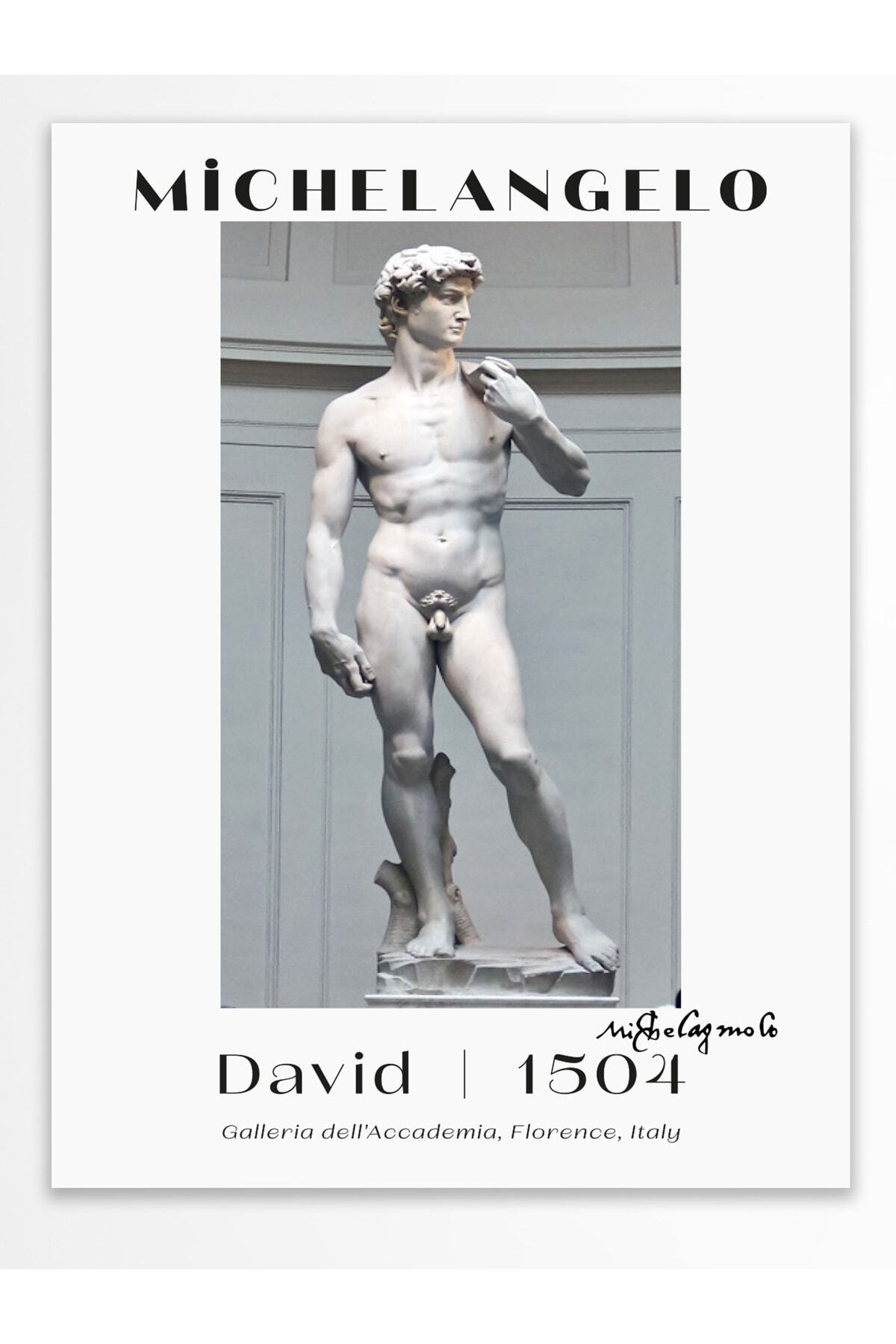 Michelangelo Poster Tablo - David, Davut Heykeli Duvar Posteri - Çerçevesiz Sanat Serisi Posterleri