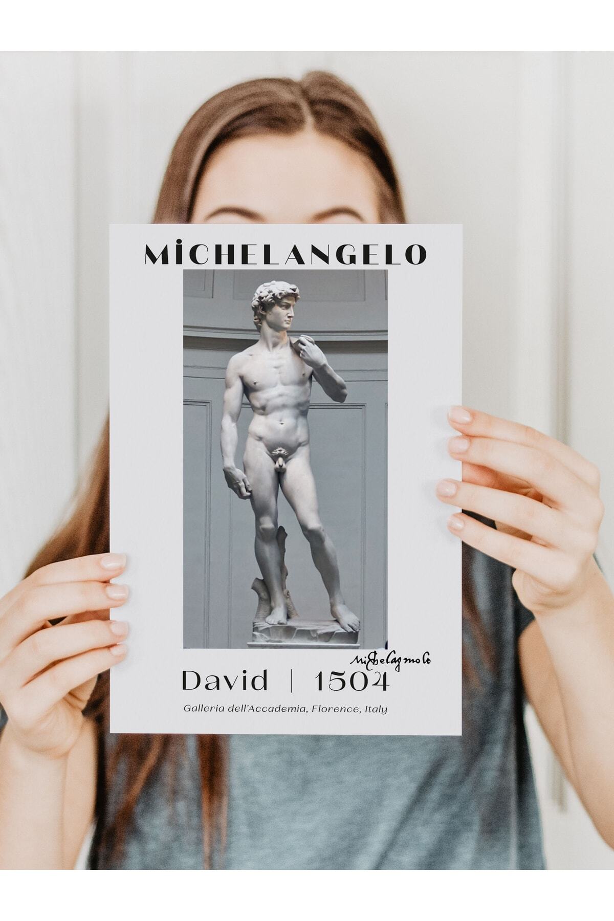 Michelangelo Poster Tablo - David, Davut Heykeli Duvar Posteri - Çerçevesiz Sanat Serisi Posterleri