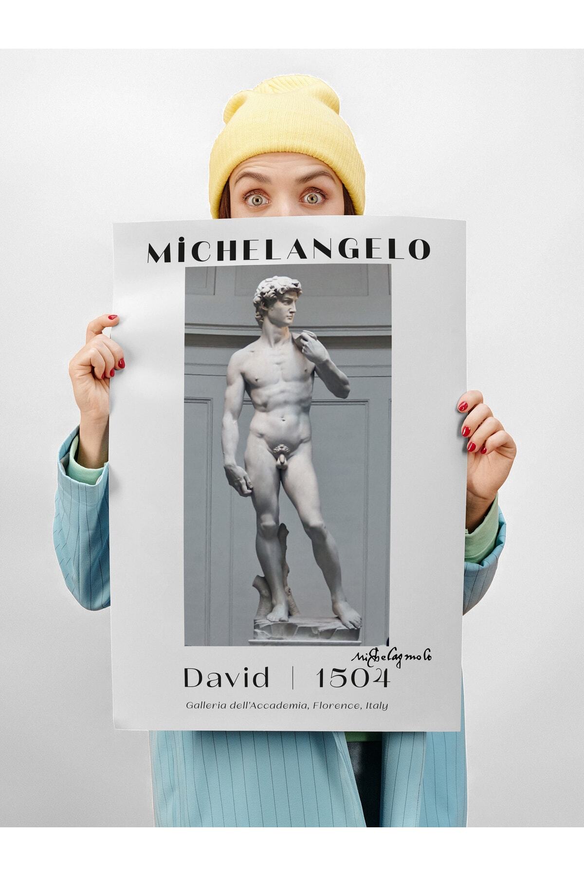 Michelangelo Poster Tablo - David, Davut Heykeli Duvar Posteri - Çerçevesiz Sanat Serisi Posterleri