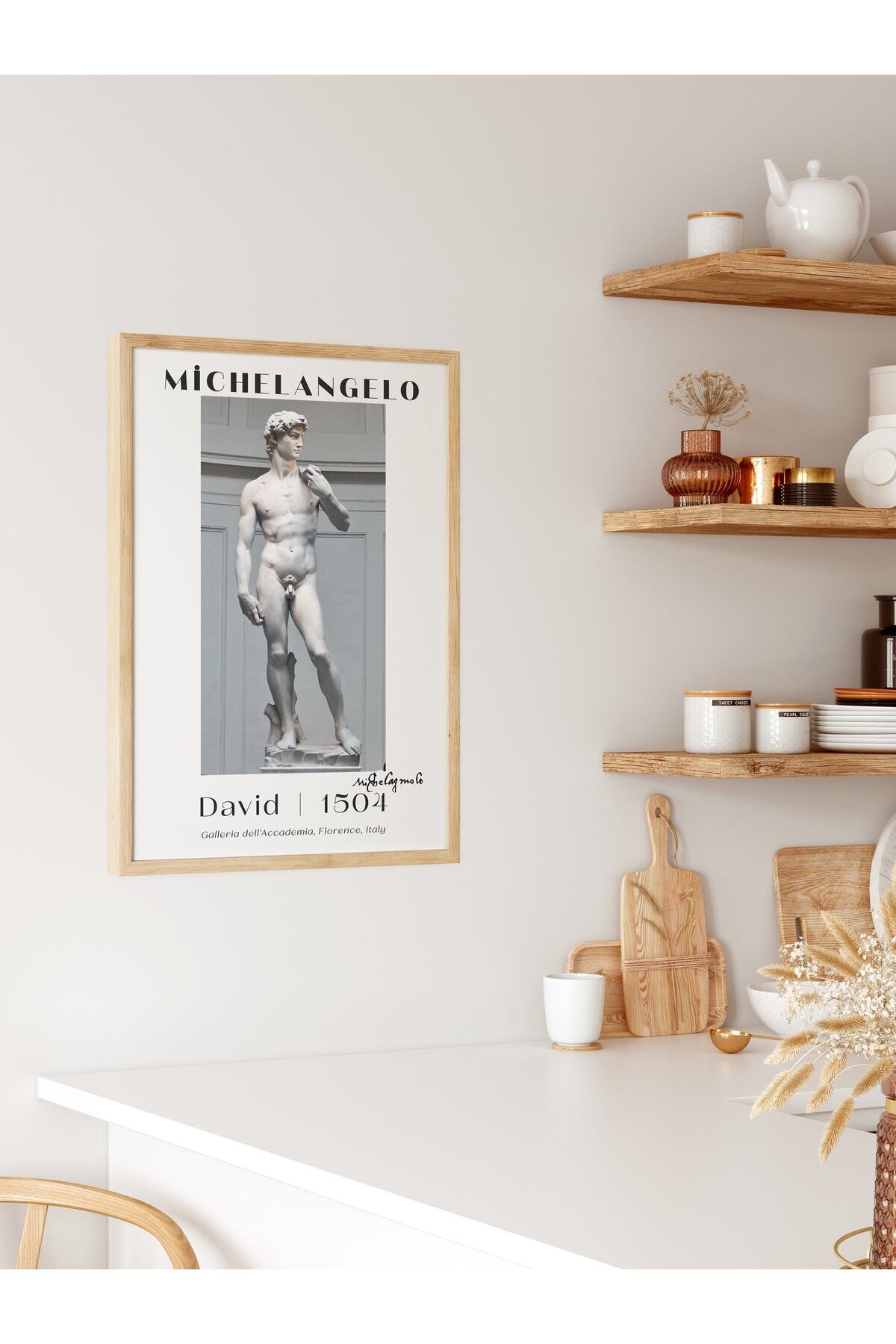 Michelangelo Poster Tablo - David, Davut Heykeli Duvar Posteri - Çerçevesiz Sanat Serisi Posterleri
