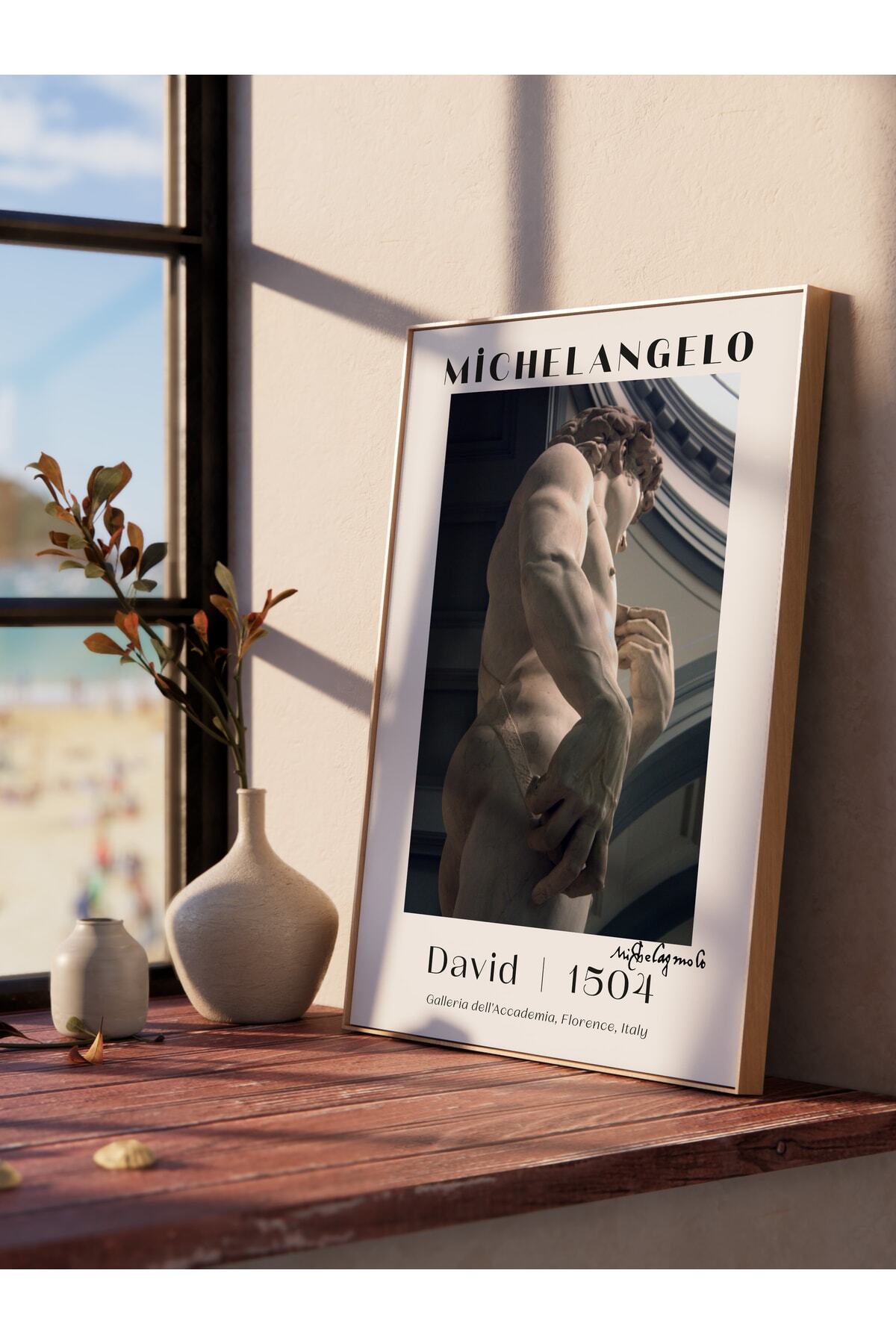 Michelangelo Poster Tablo - David, Davut Heykeli Duvar Posteri - Çerçevesiz Sanat Serisi Posterleri