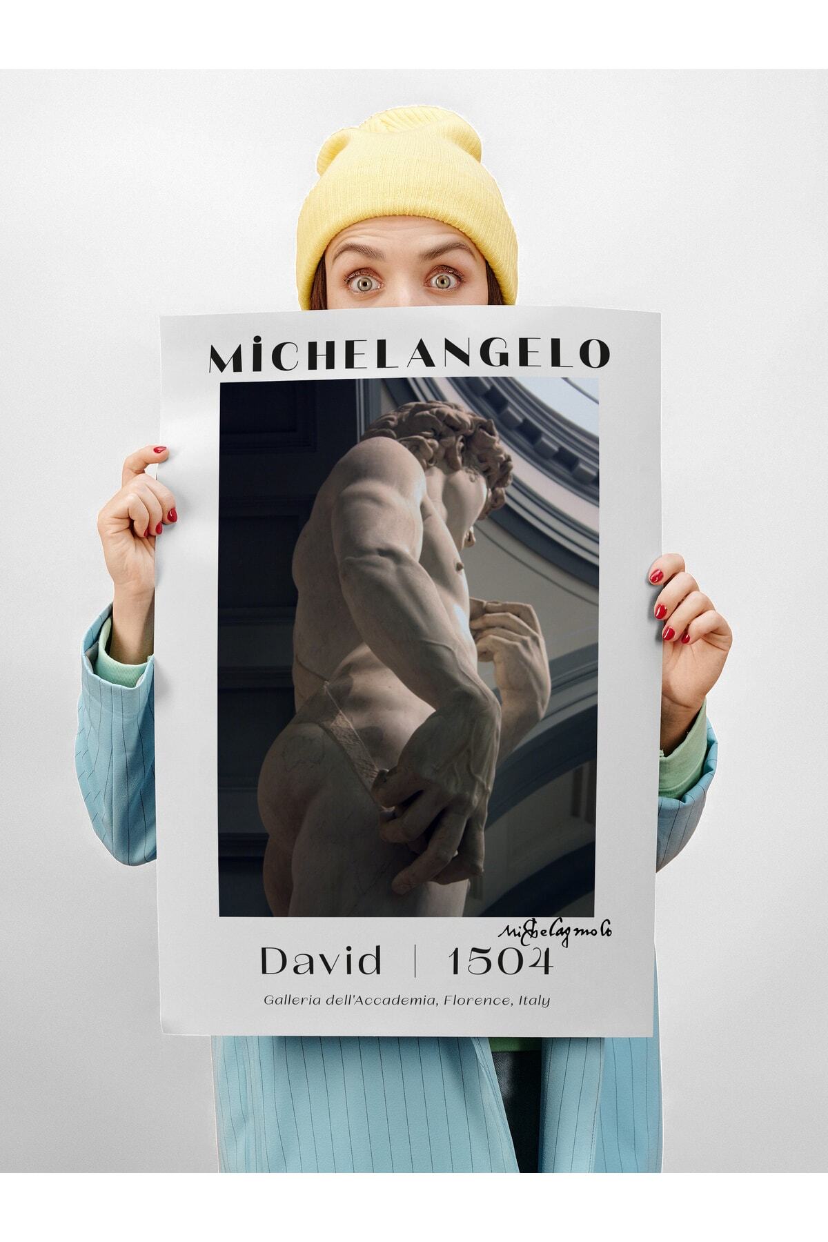 Michelangelo Poster Tablo - David, Davut Heykeli Duvar Posteri - Çerçevesiz Sanat Serisi Posterleri
