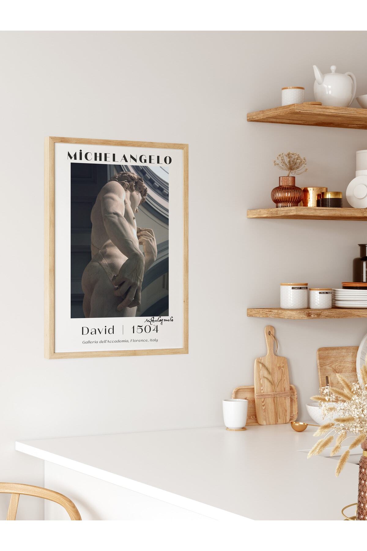 Michelangelo Poster Tablo - David, Davut Heykeli Duvar Posteri - Çerçevesiz Sanat Serisi Posterleri