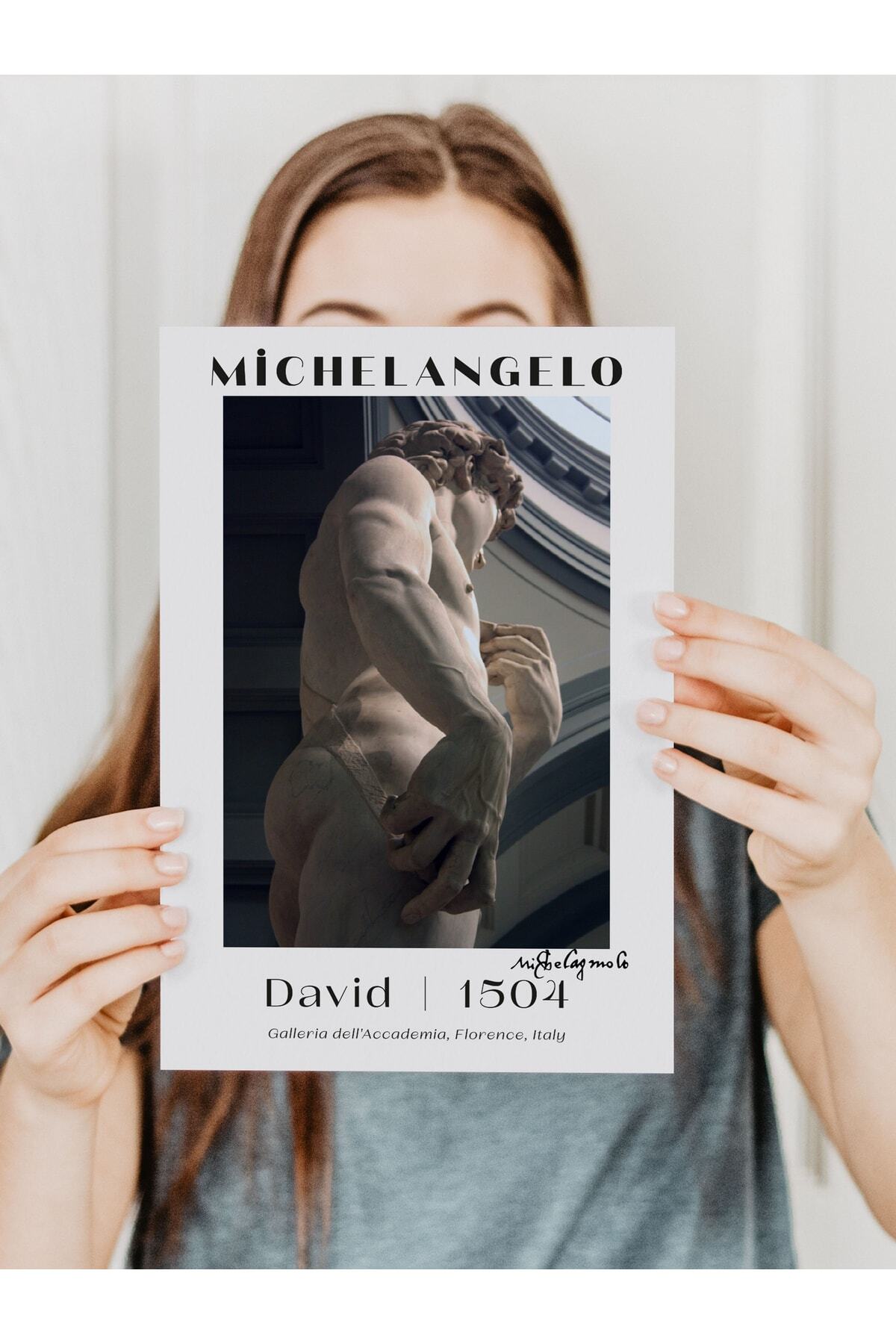 Michelangelo Poster Tablo - David, Davut Heykeli Duvar Posteri - Çerçevesiz Sanat Serisi Posterleri