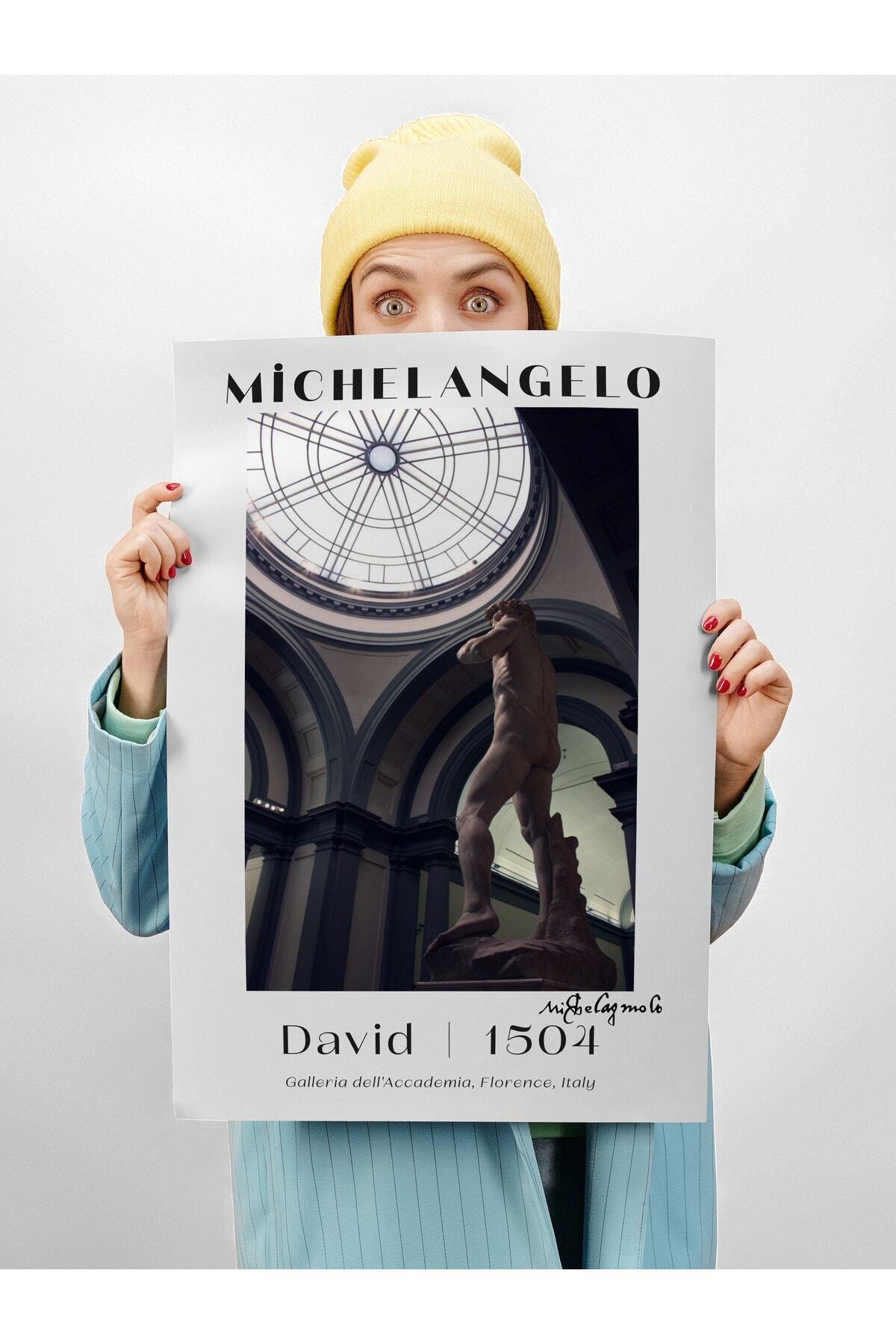 Michelangelo Poster Tablo - David, Davut Heykeli Duvar Posteri - Çerçevesiz Sanat Serisi Posterleri