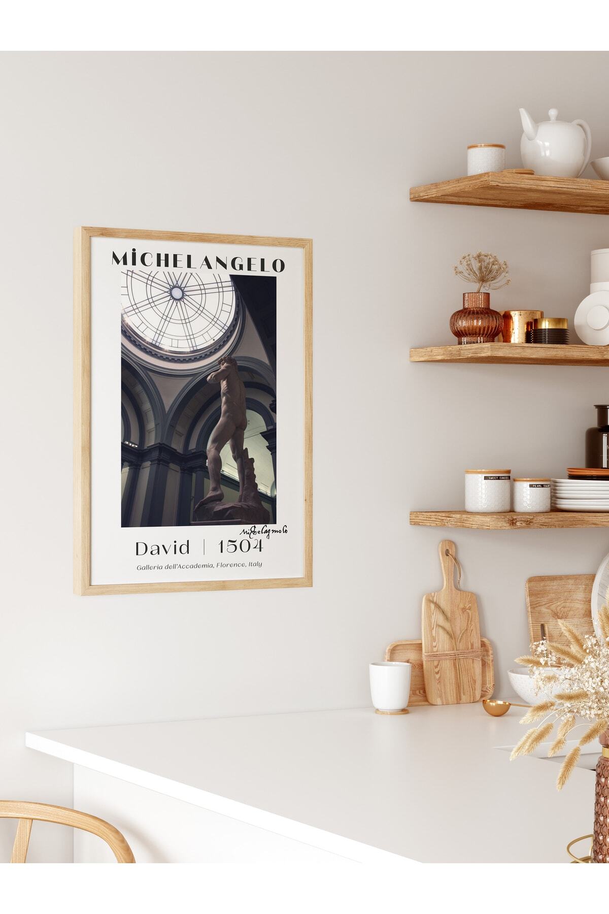 Michelangelo Poster Tablo - David, Davut Heykeli Duvar Posteri - Çerçevesiz Sanat Serisi Posterleri