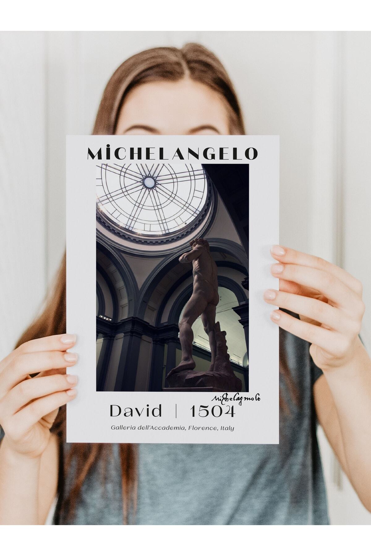 Michelangelo Poster Tablo - David, Davut Heykeli Duvar Posteri - Çerçevesiz Sanat Serisi Posterleri