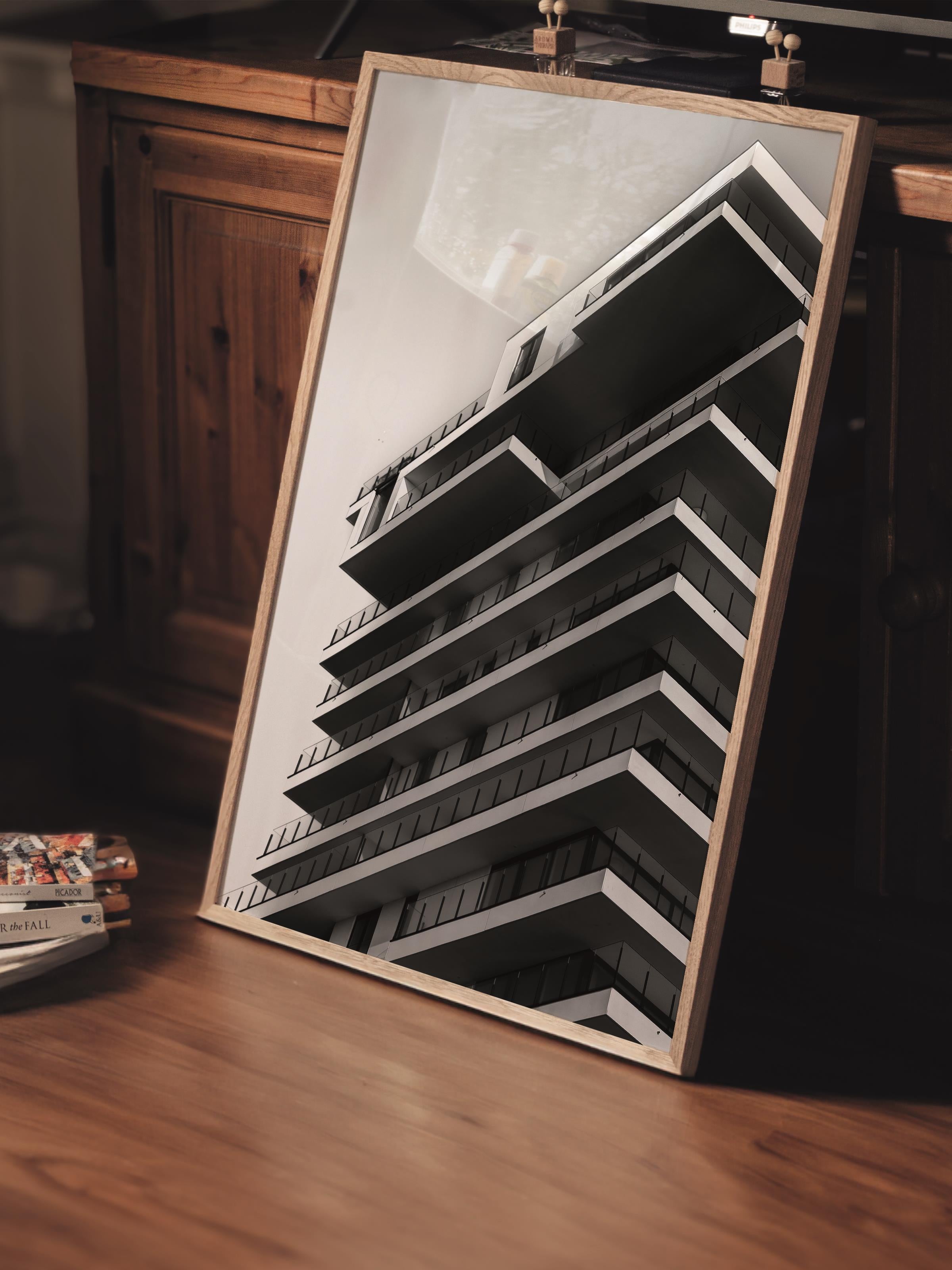 Mimari Poster, Siyah Beyaz Çerçevesiz Poster, Sanatsal Baskı NO:118 Estetik Ofis Duvar Dekoru, Dikey