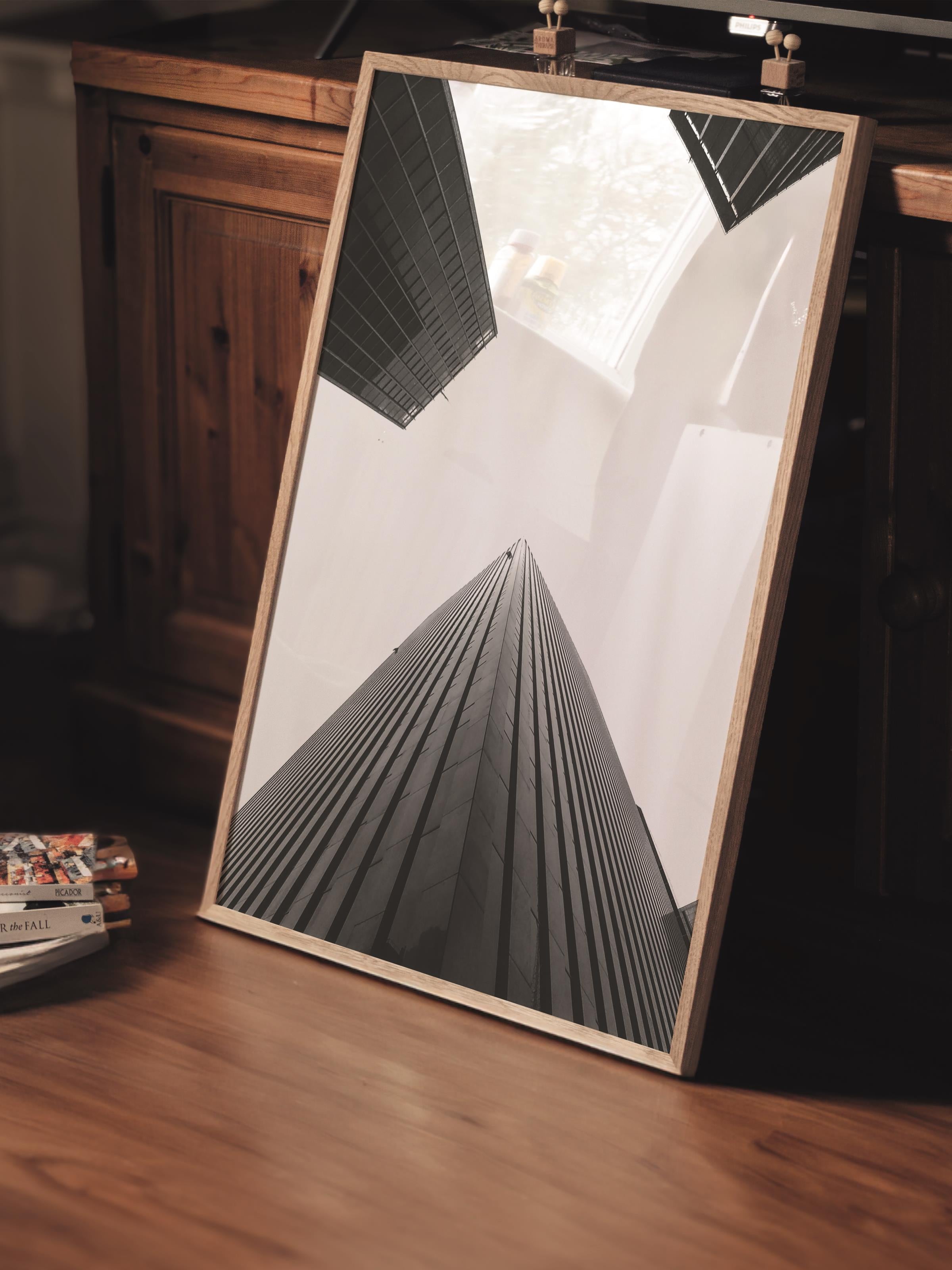 Mimari Poster, Siyah Beyaz Çerçevesiz Poster, Sanatsal Baskı NO:120 Estetik Ofis Duvar Dekoru, Dikey