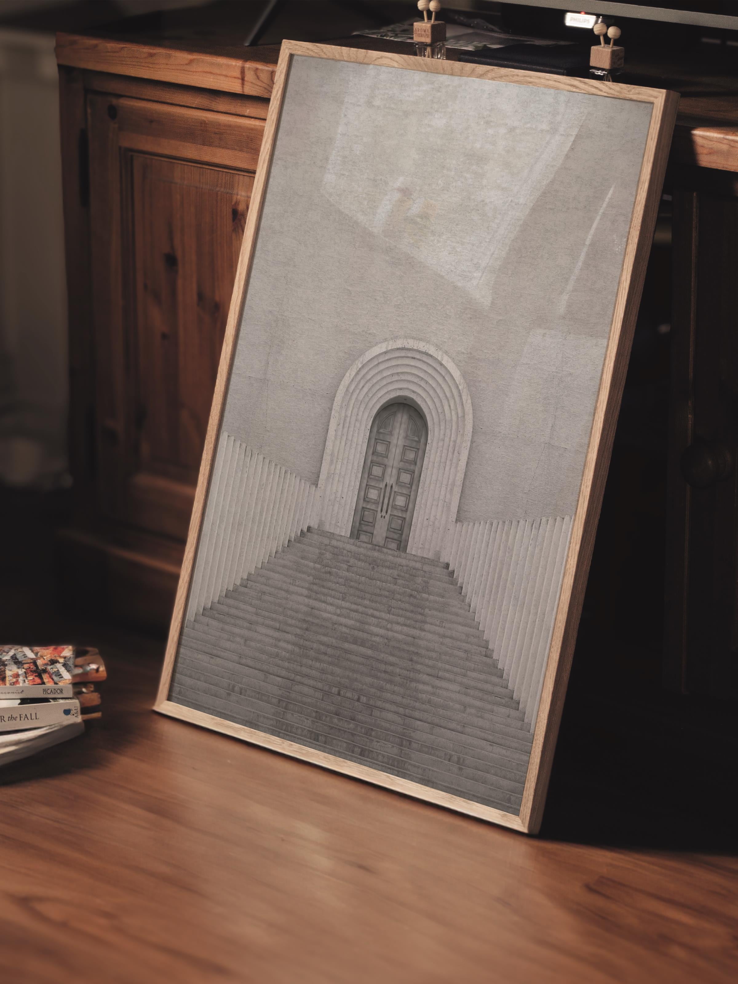 Mimari Poster, Siyah Beyaz Çerçevesiz Poster, Sanatsal Baskı NO:125 Estetik Ofis Duvar Dekoru, Dikey