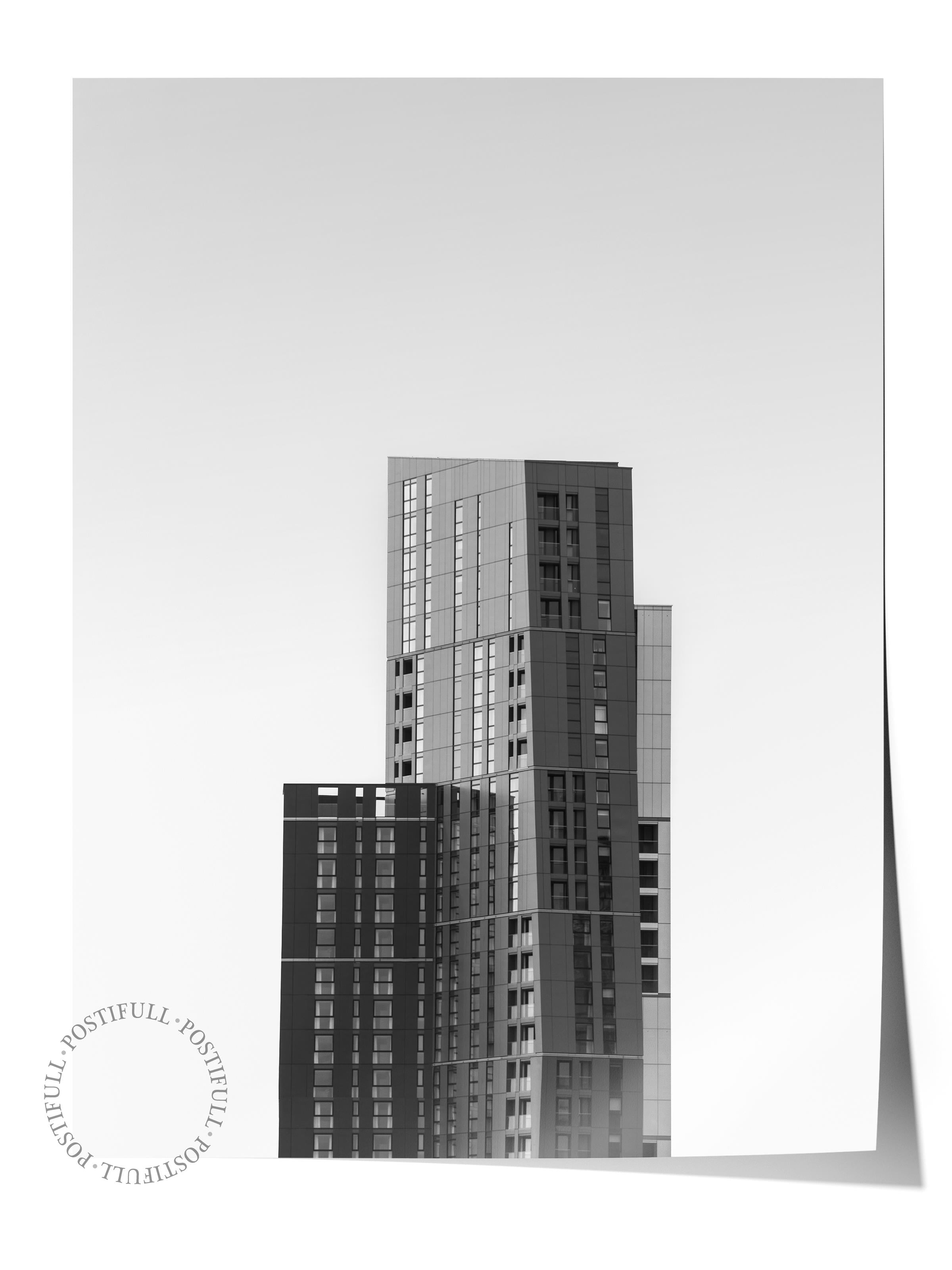 Mimari Poster, Siyah Beyaz Çerçevesiz Poster, Sanatsal Baskı NO:139 Estetik Ofis Duvar Dekoru, Dikey