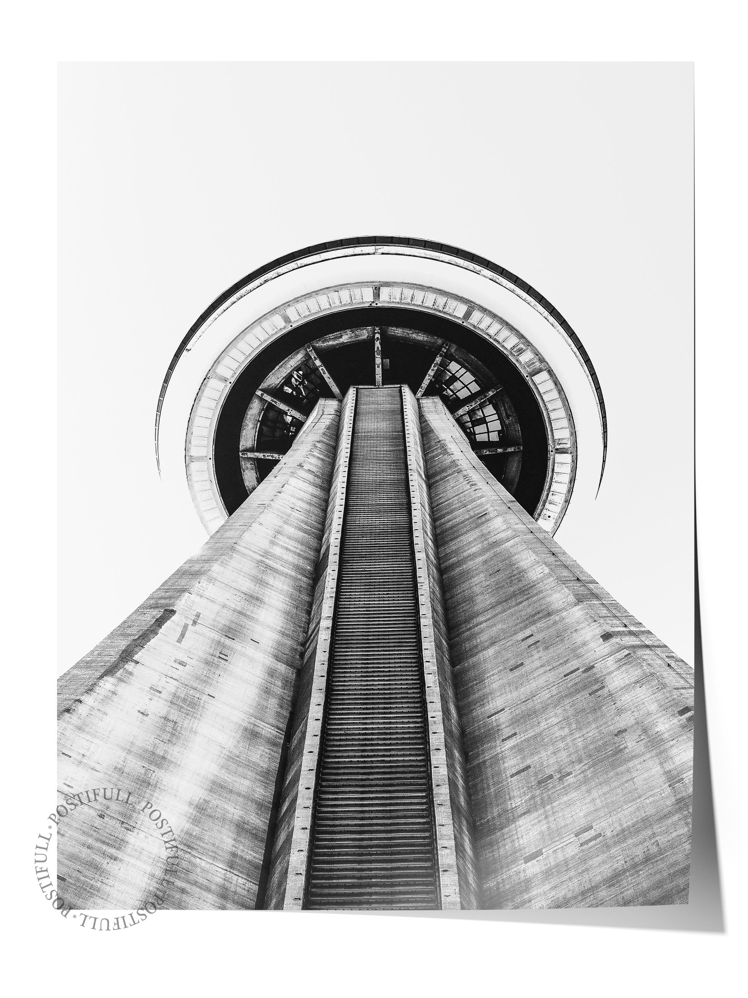 Mimari Poster, Siyah Beyaz Çerçevesiz Poster, Sanatsal Baskı NO:15 Estetik Ofis Duvar Dekoru, Dikey