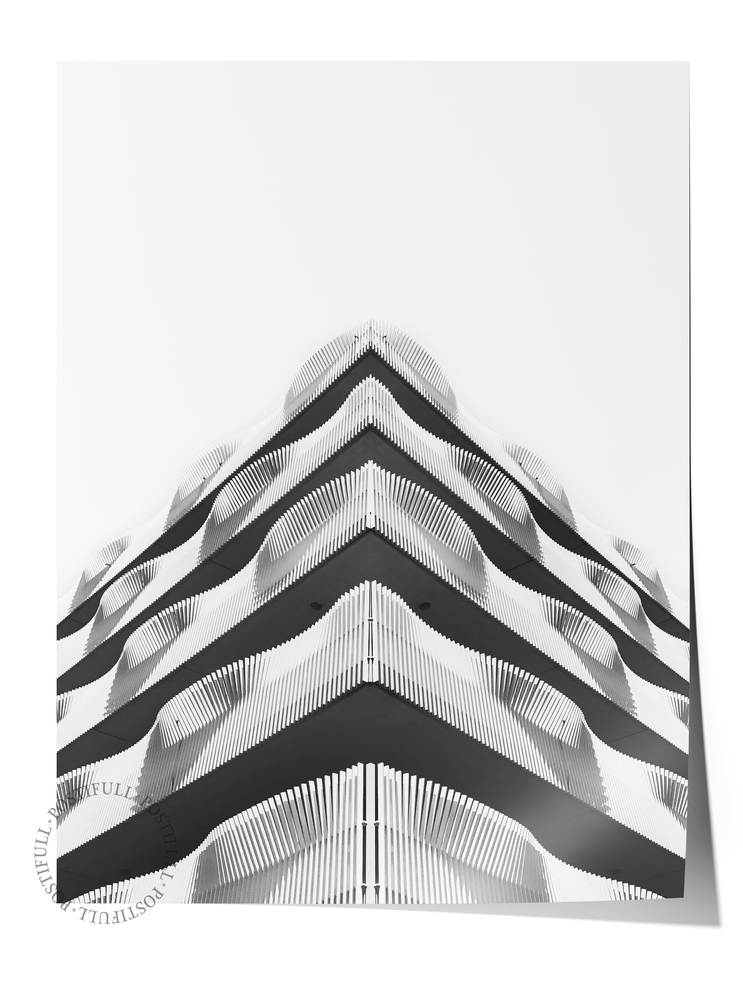 Mimari Poster, Siyah Beyaz Çerçevesiz Poster, Sanatsal Baskı NO:160 Estetik Ofis Duvar Dekoru, Dikey